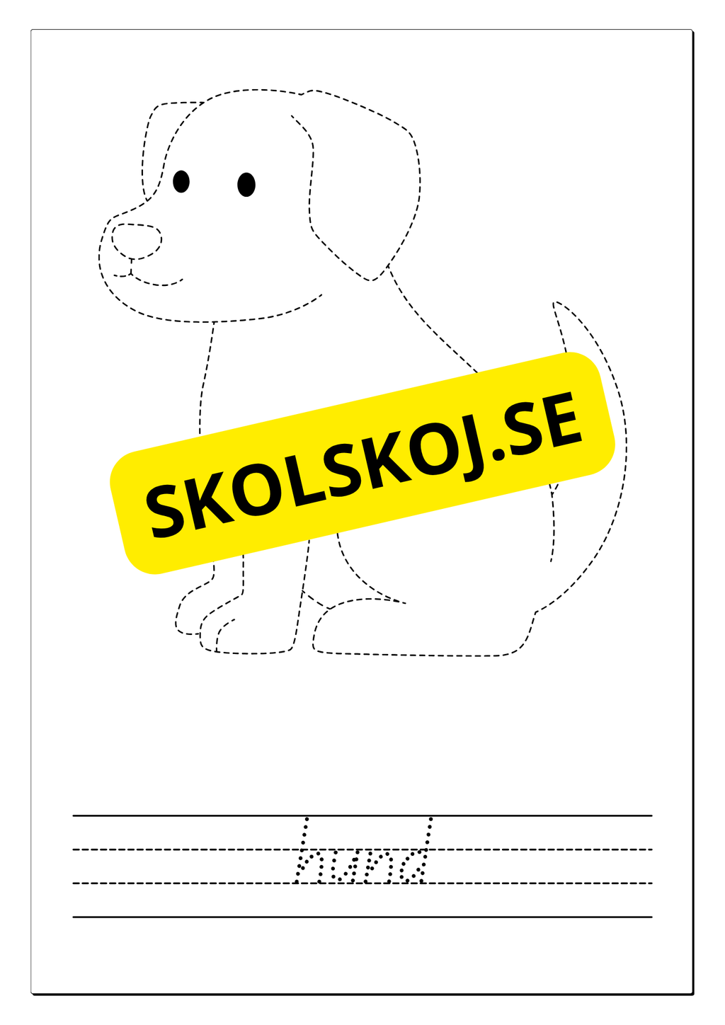 Spåra, färglägg och skriv - Tema djur