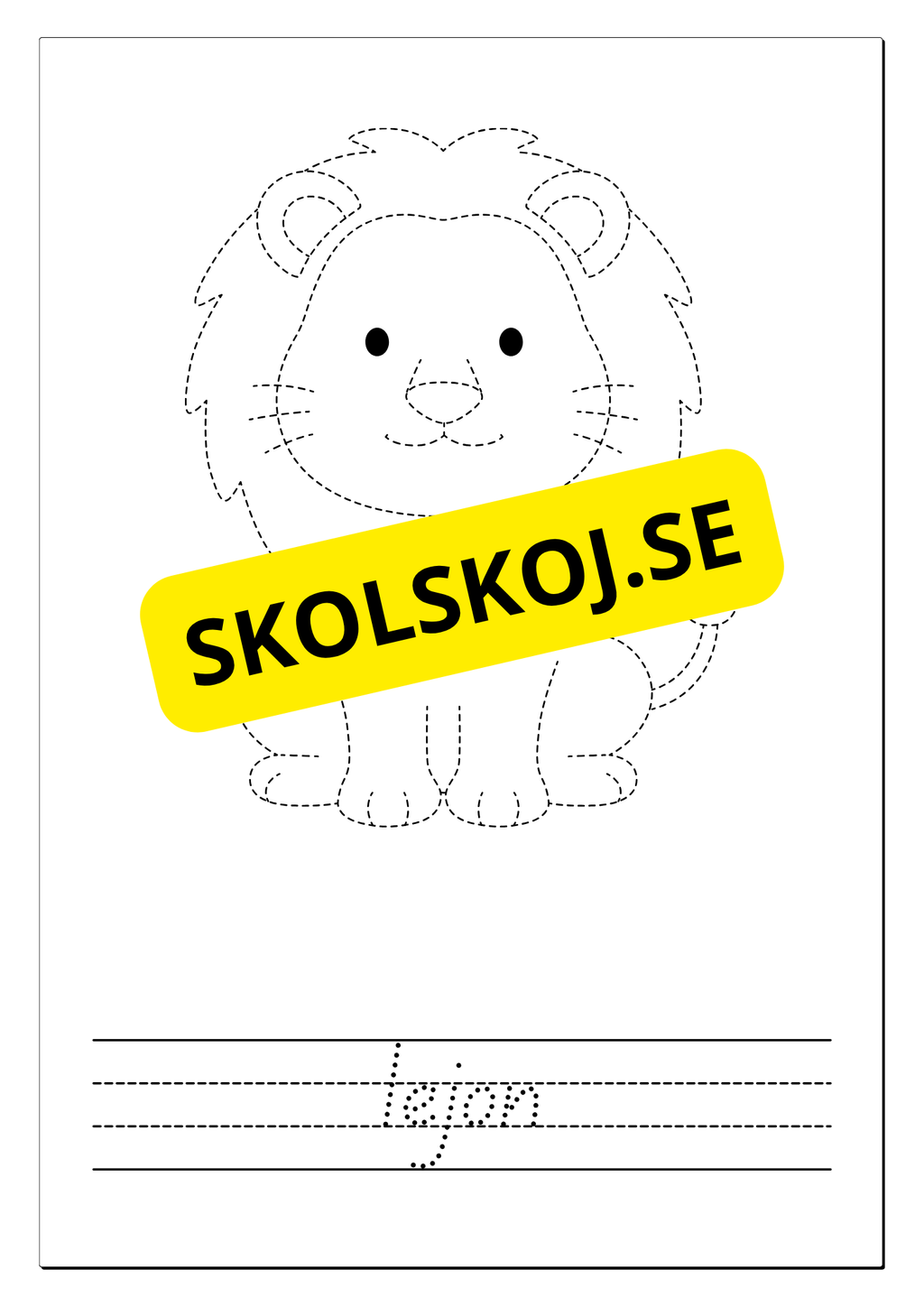 Spåra, färglägg och skriv - Tema djur