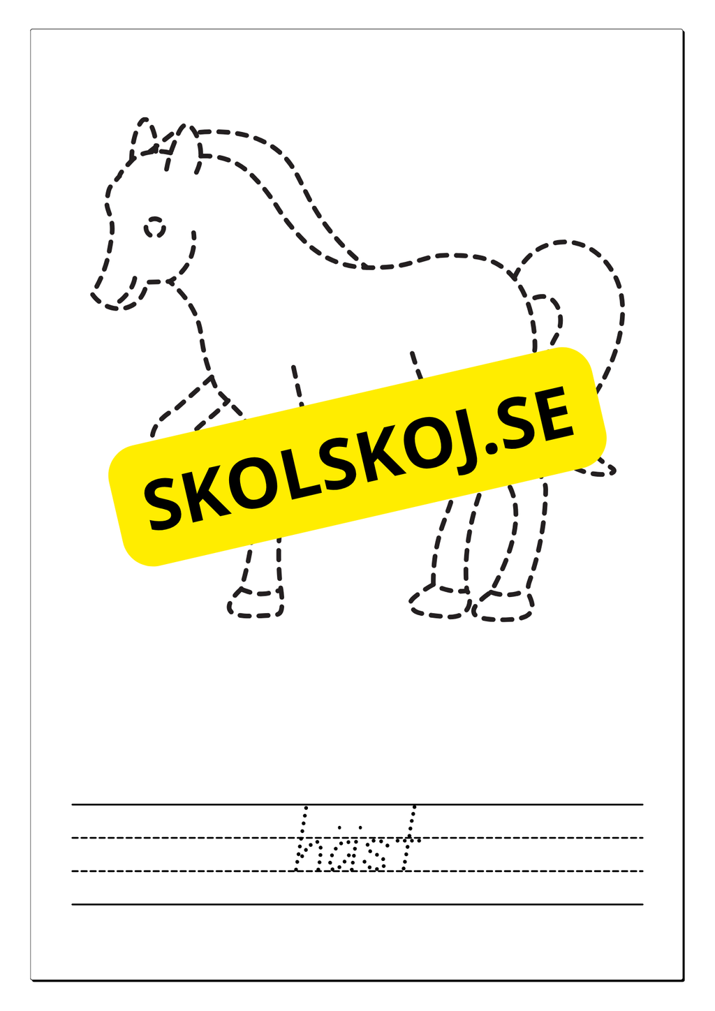 Spåra, färglägg och skriv - Tema djur