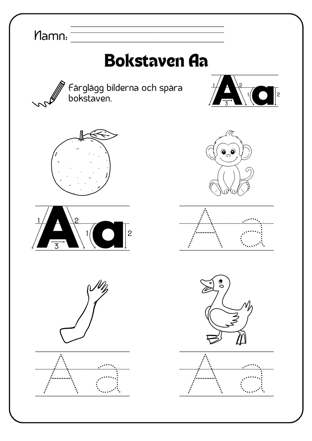 Spåra alfabetet - Från A till Ö
