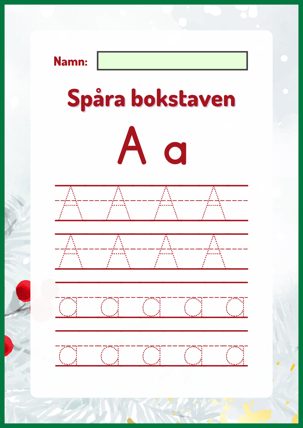 Spåra bokstaven - Jultema