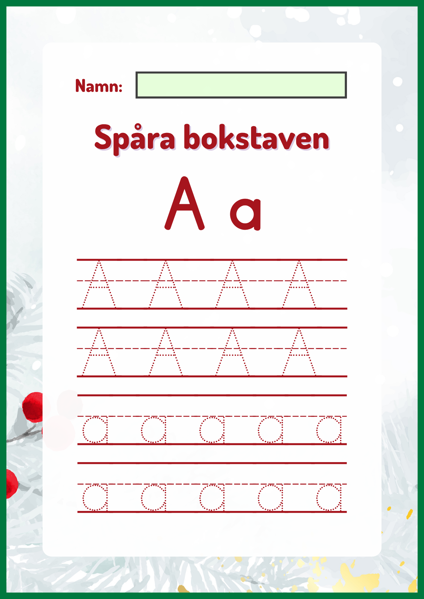 Spåra bokstaven - Jultema