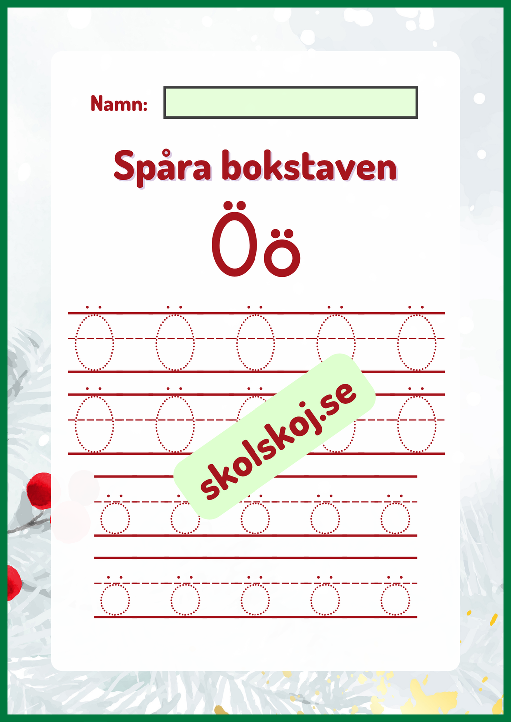 Spåra bokstaven - Jultema
