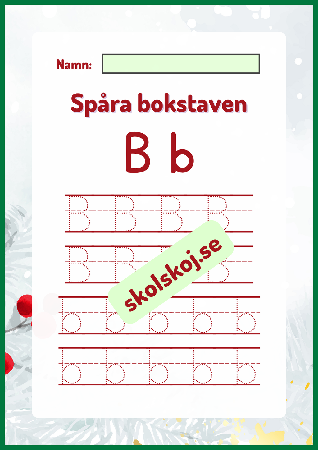 Spåra bokstaven - Jultema