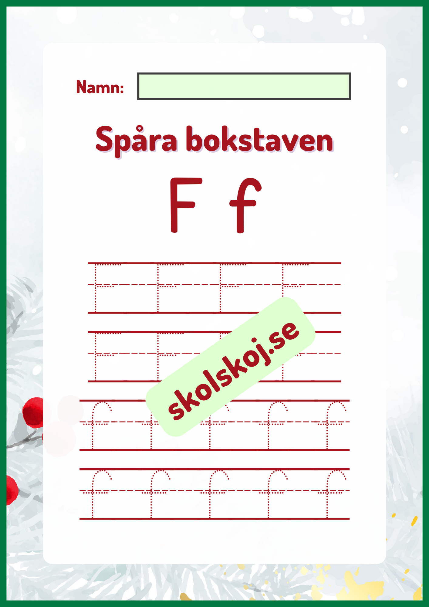 Spåra bokstaven - Jultema