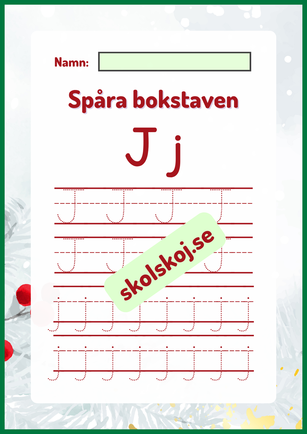 Spåra bokstaven - Jultema
