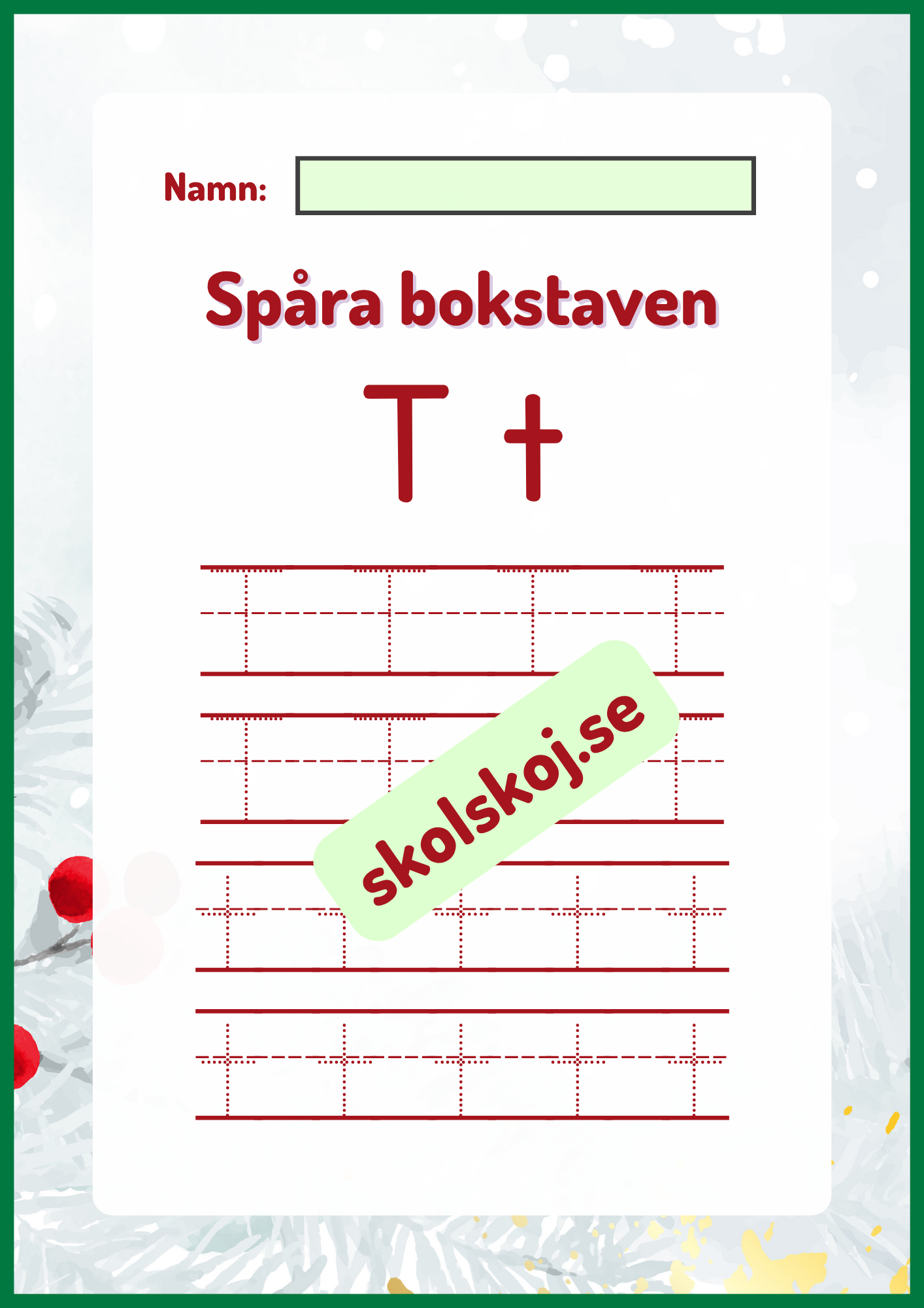 Spåra bokstaven - Jultema