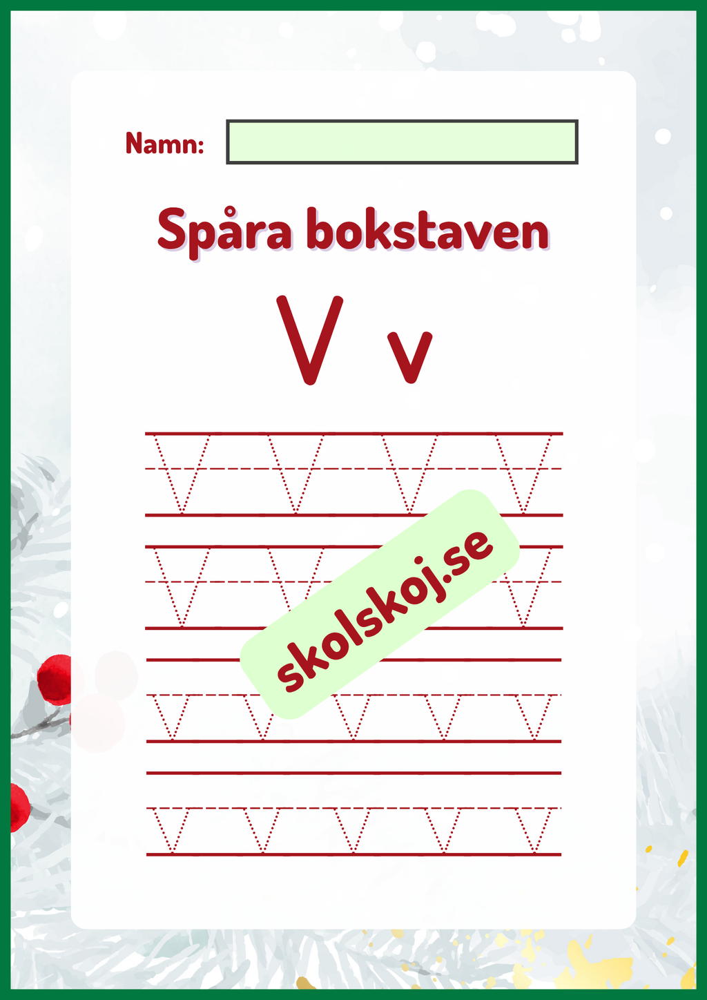 Spåra bokstaven - Jultema