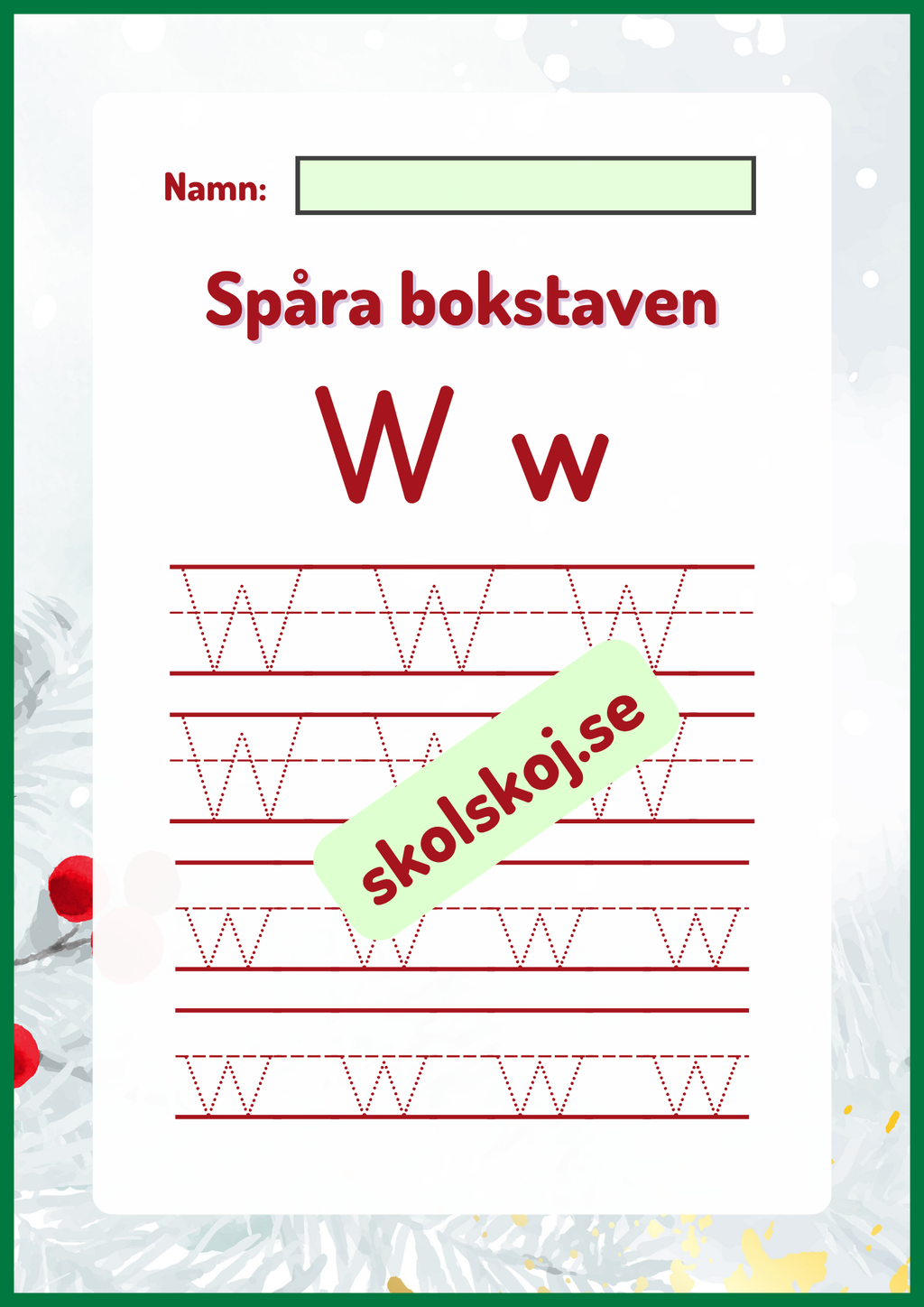 Spåra bokstaven - Jultema