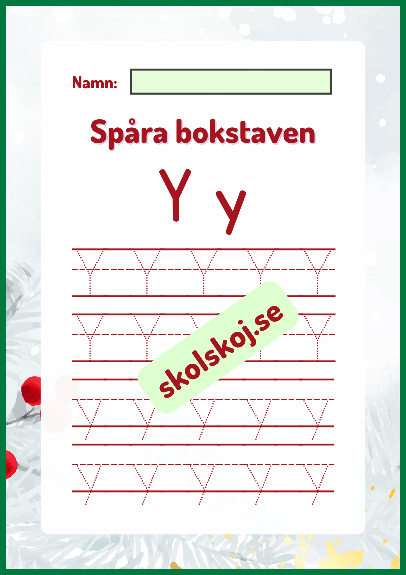 Spåra bokstaven - Jultema