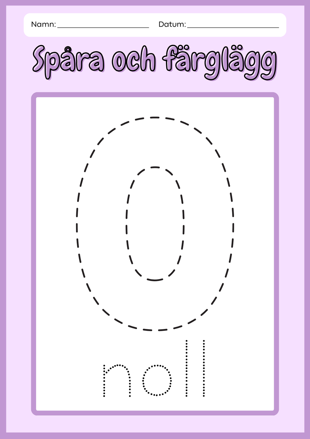Spåra och färglägg siffror - 0 - 10