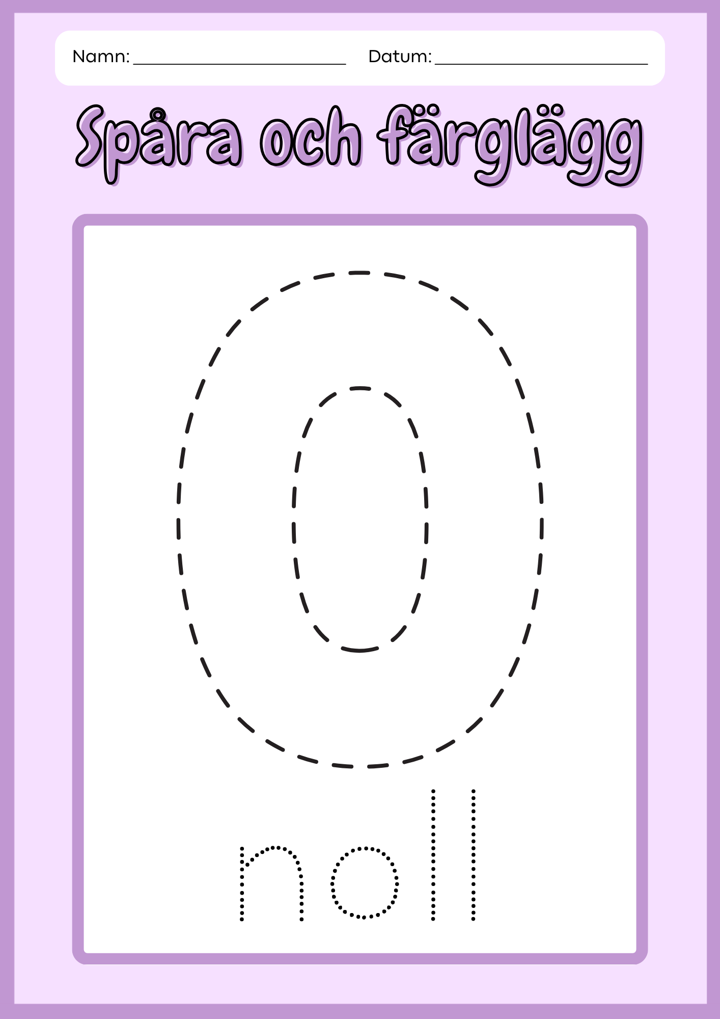 Spåra och färglägg siffror - 0 - 10