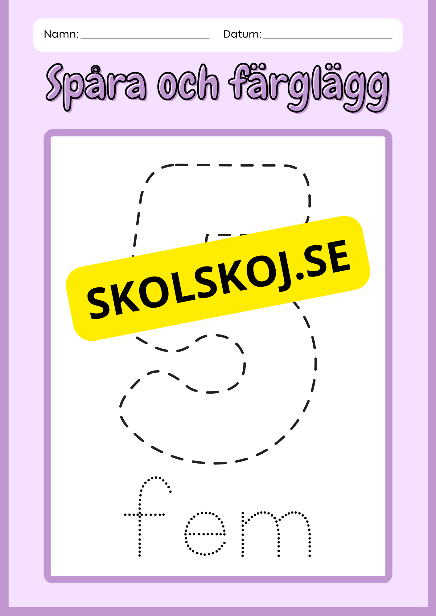 Spåra och färglägg siffror - 0 - 10