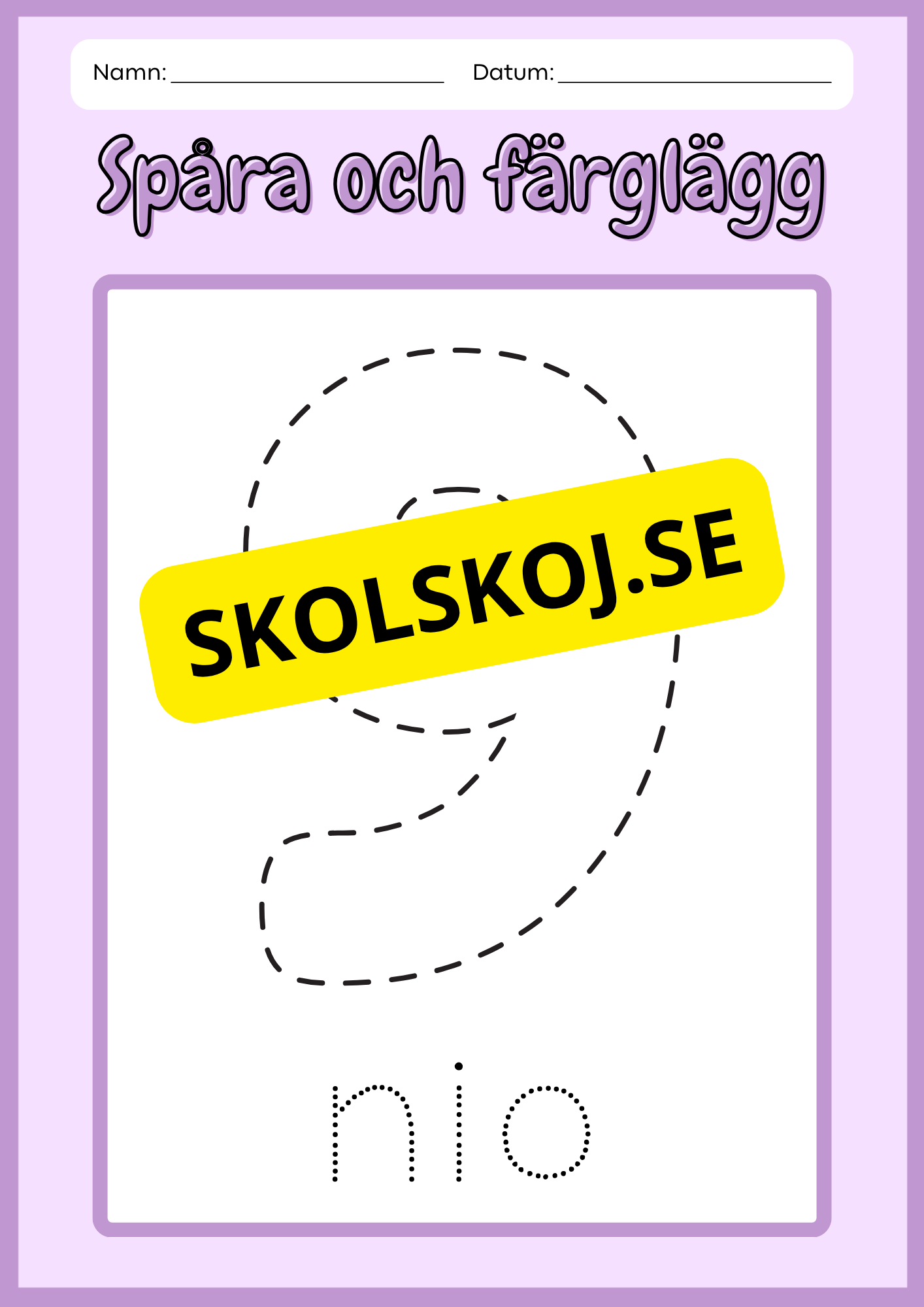 Spåra och färglägg siffror - 0 - 10