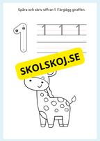 Spåra och färglägg siffror 0 - 9