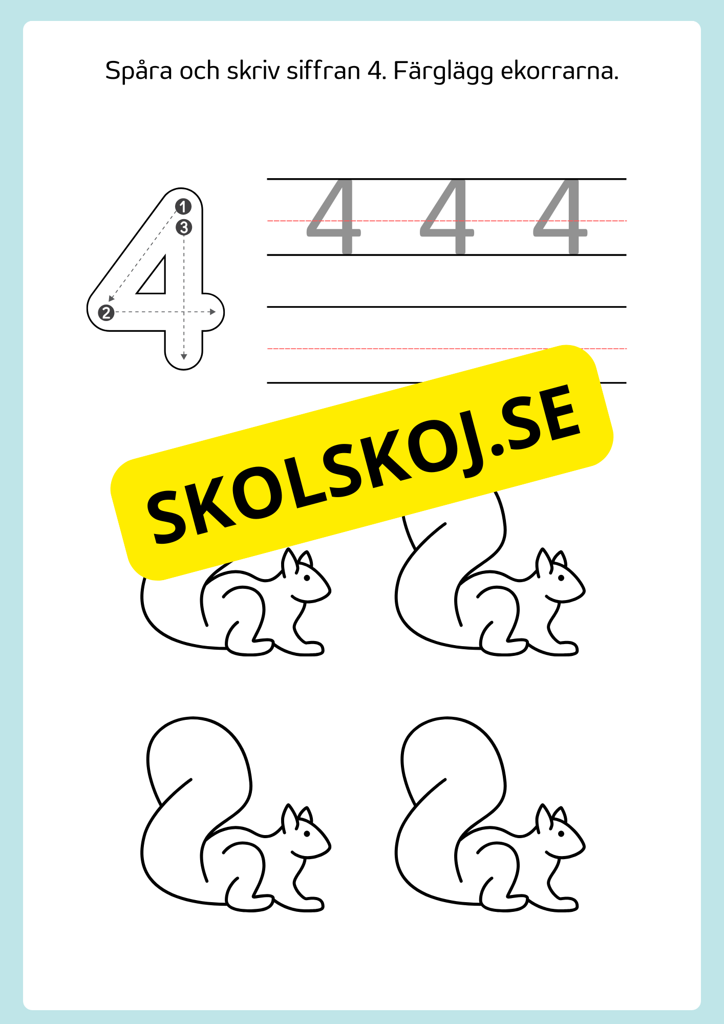Spåra och färglägg siffror 0 - 9