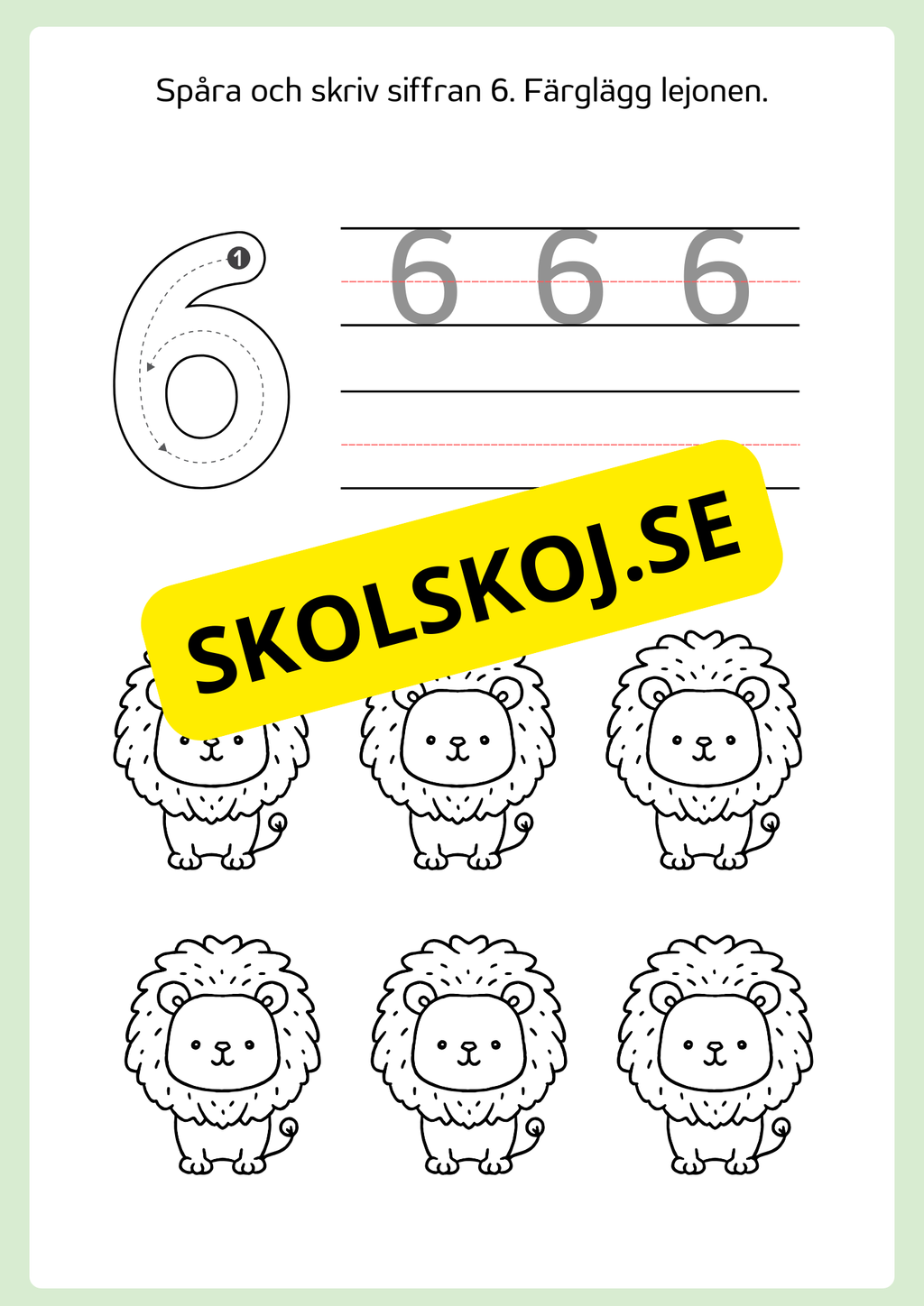 Spåra och färglägg siffror 0 - 9