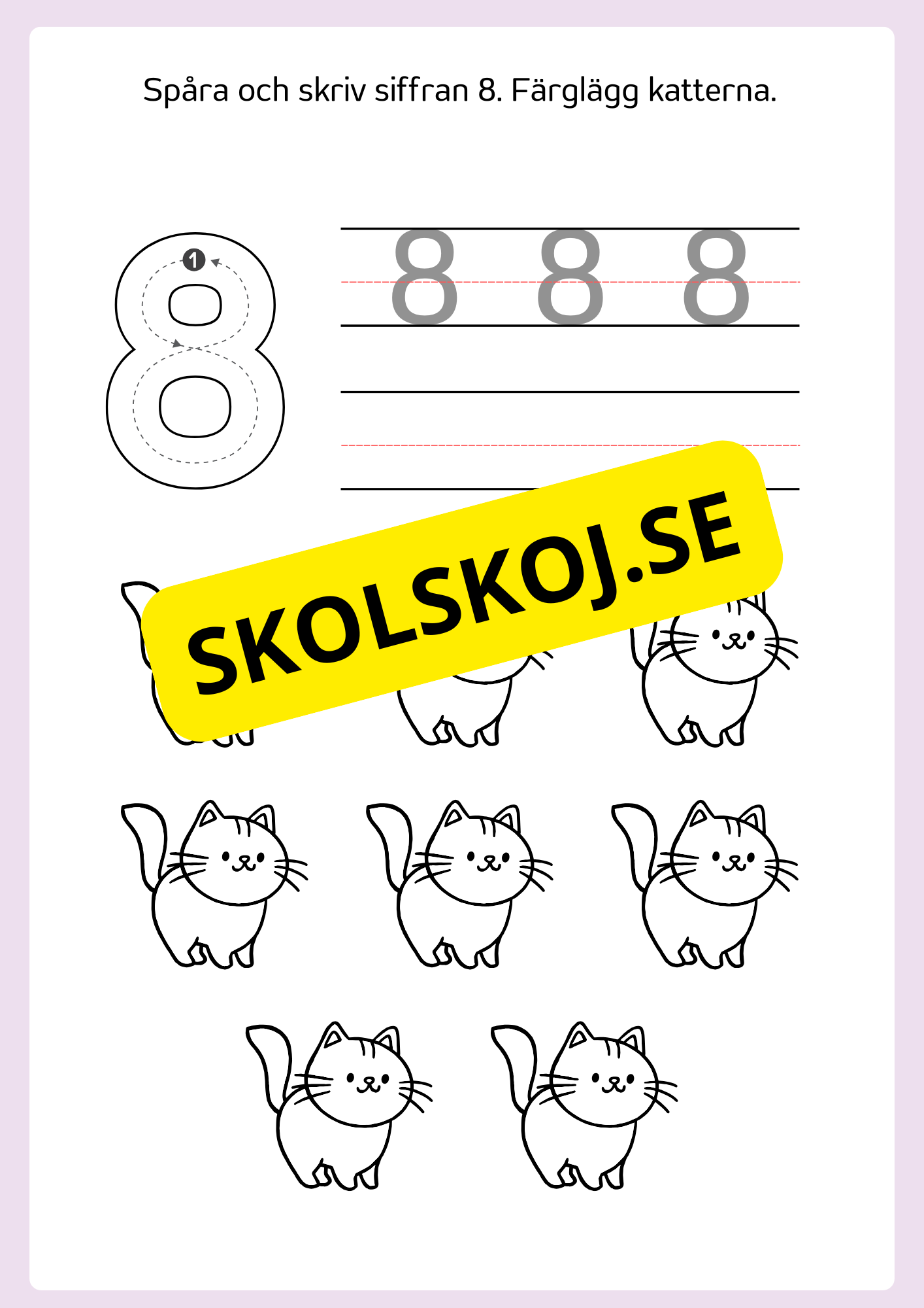 Spåra och färglägg siffror 0 - 9