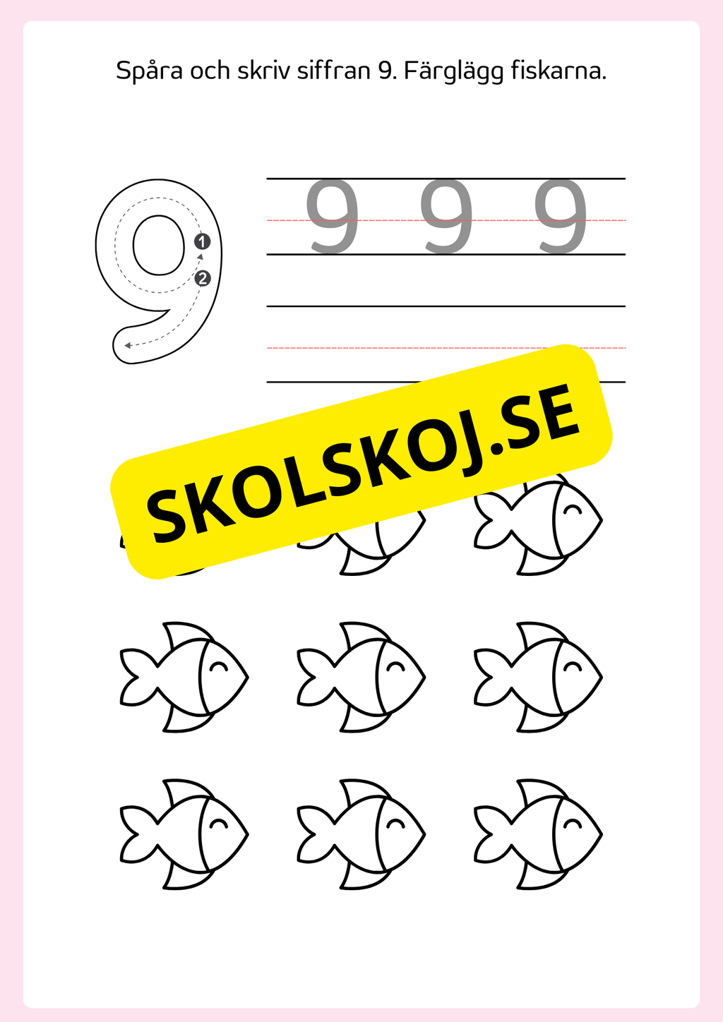 Spåra och färglägg siffror 0 - 9