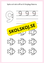 Spåra och färglägg siffror 0 - 9