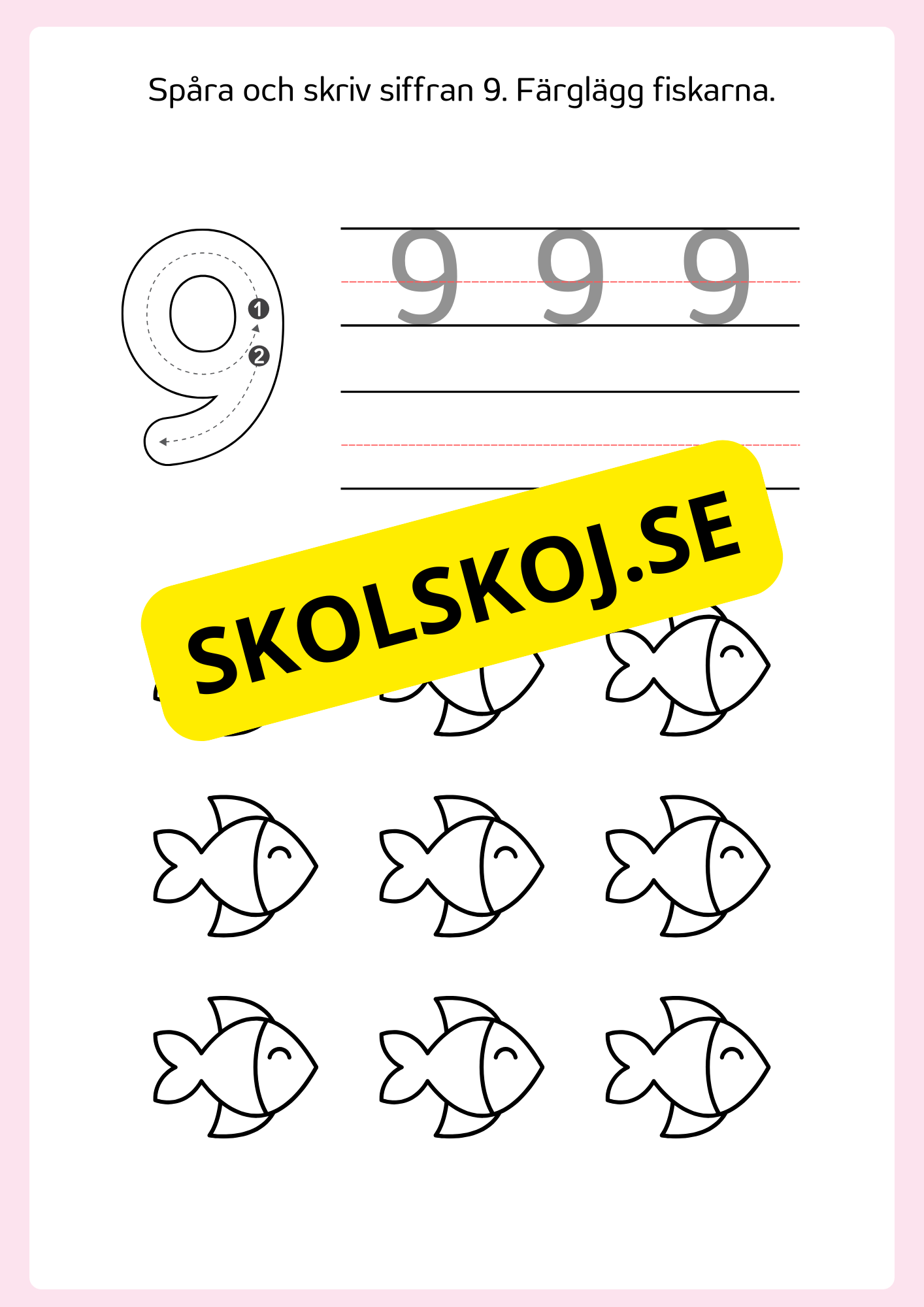Spåra och färglägg siffror 0 - 9