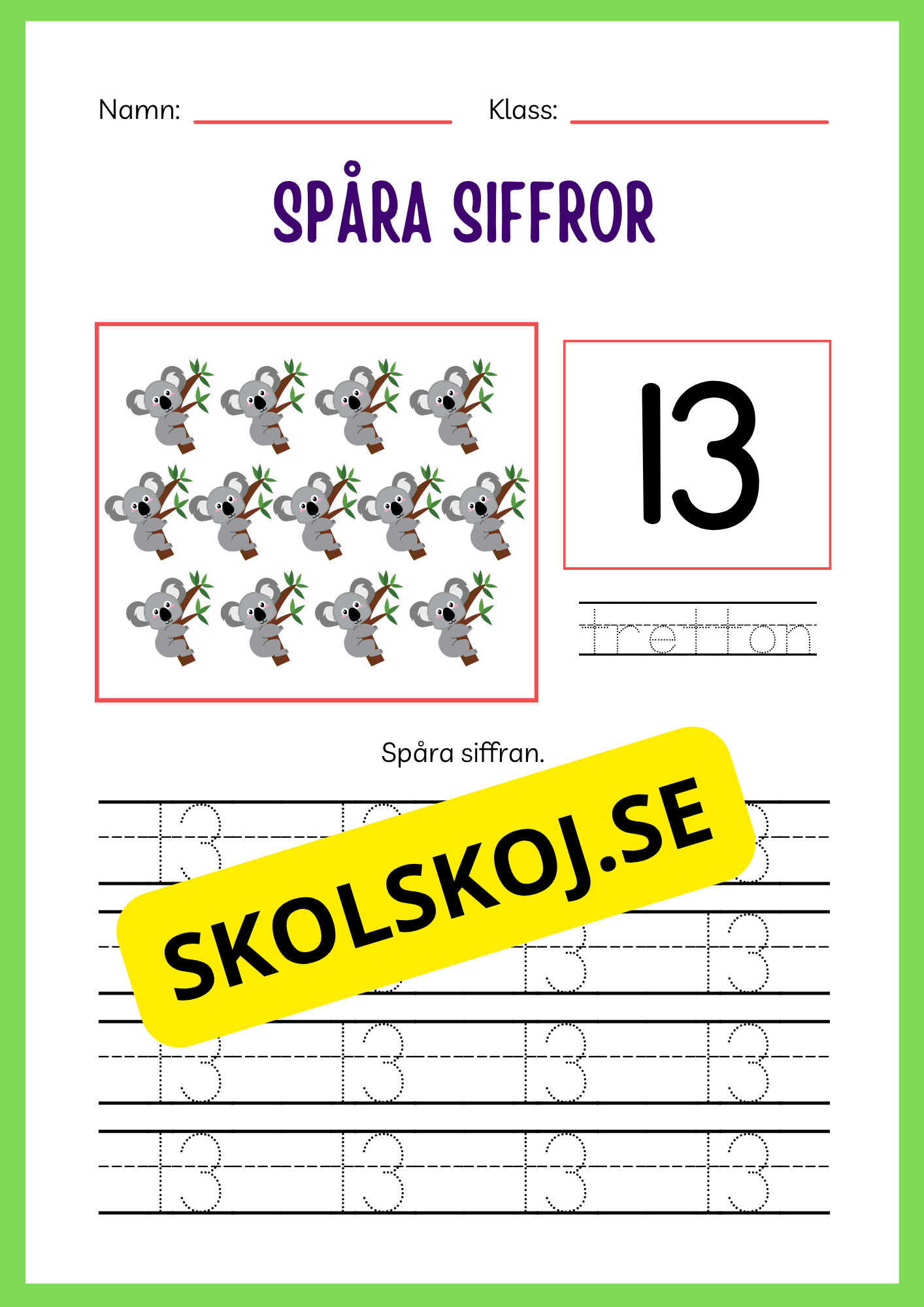 Spåra siffror 1 - 20