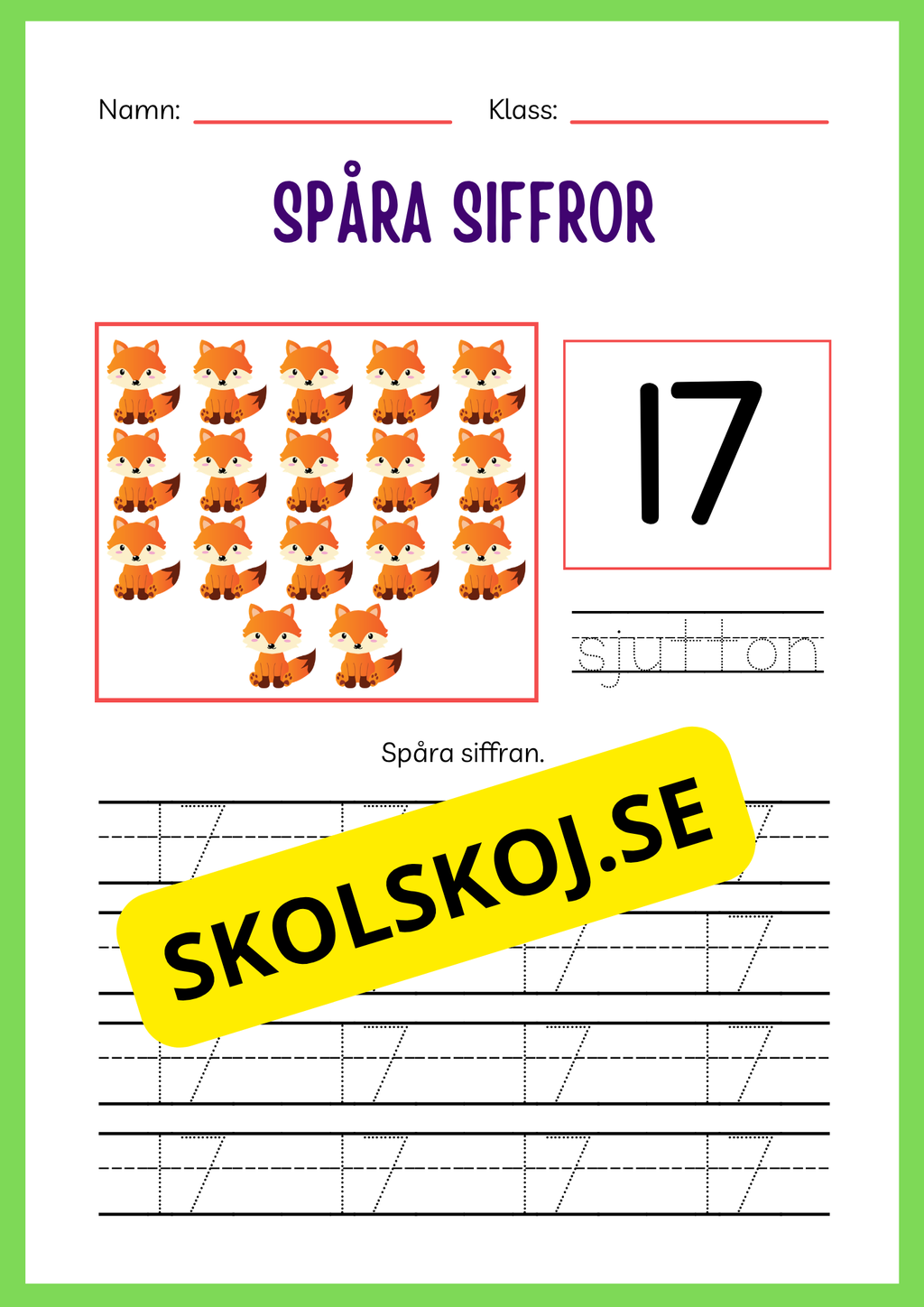 Spåra siffror 1 - 20