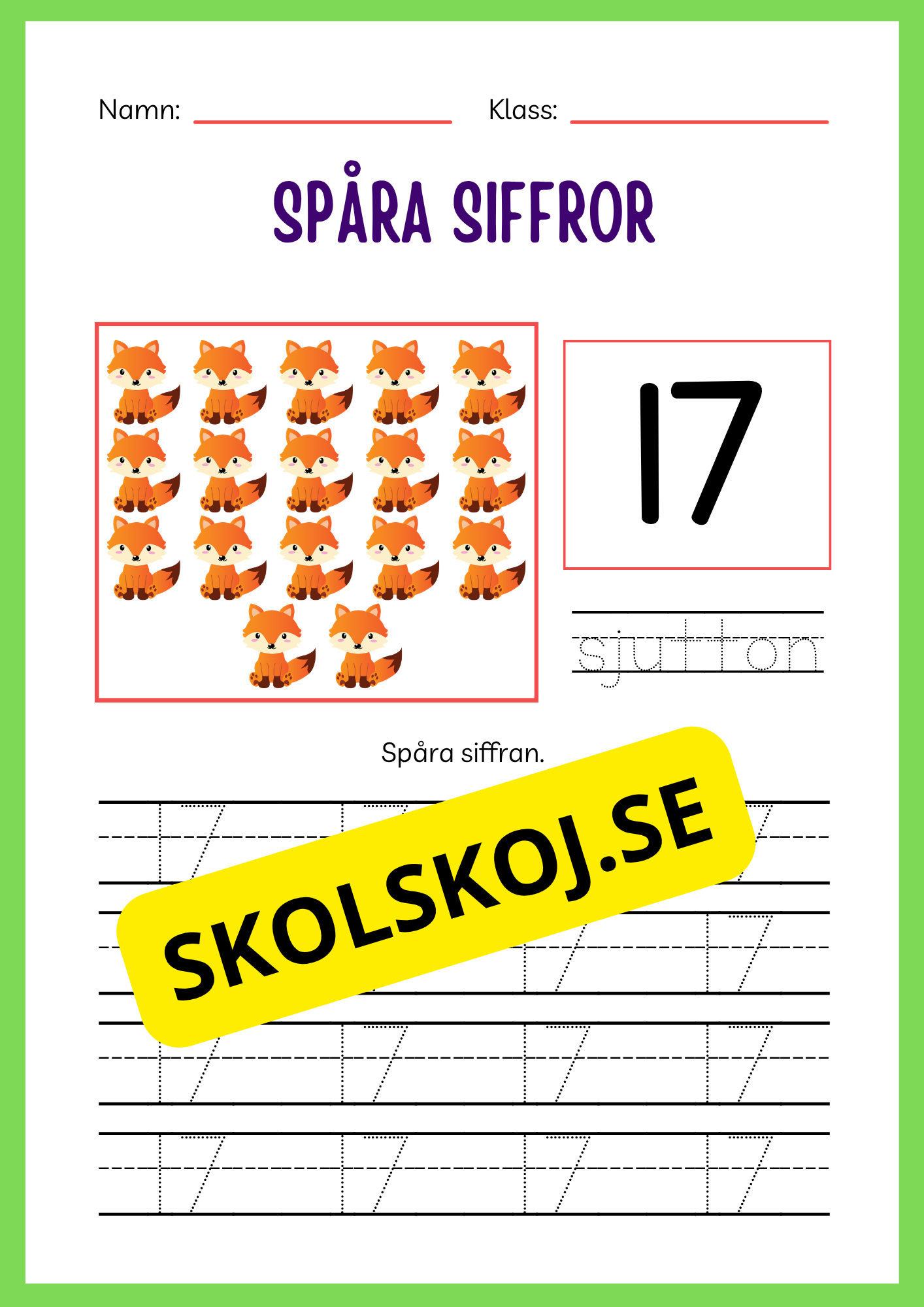 Spåra siffror 1 - 20