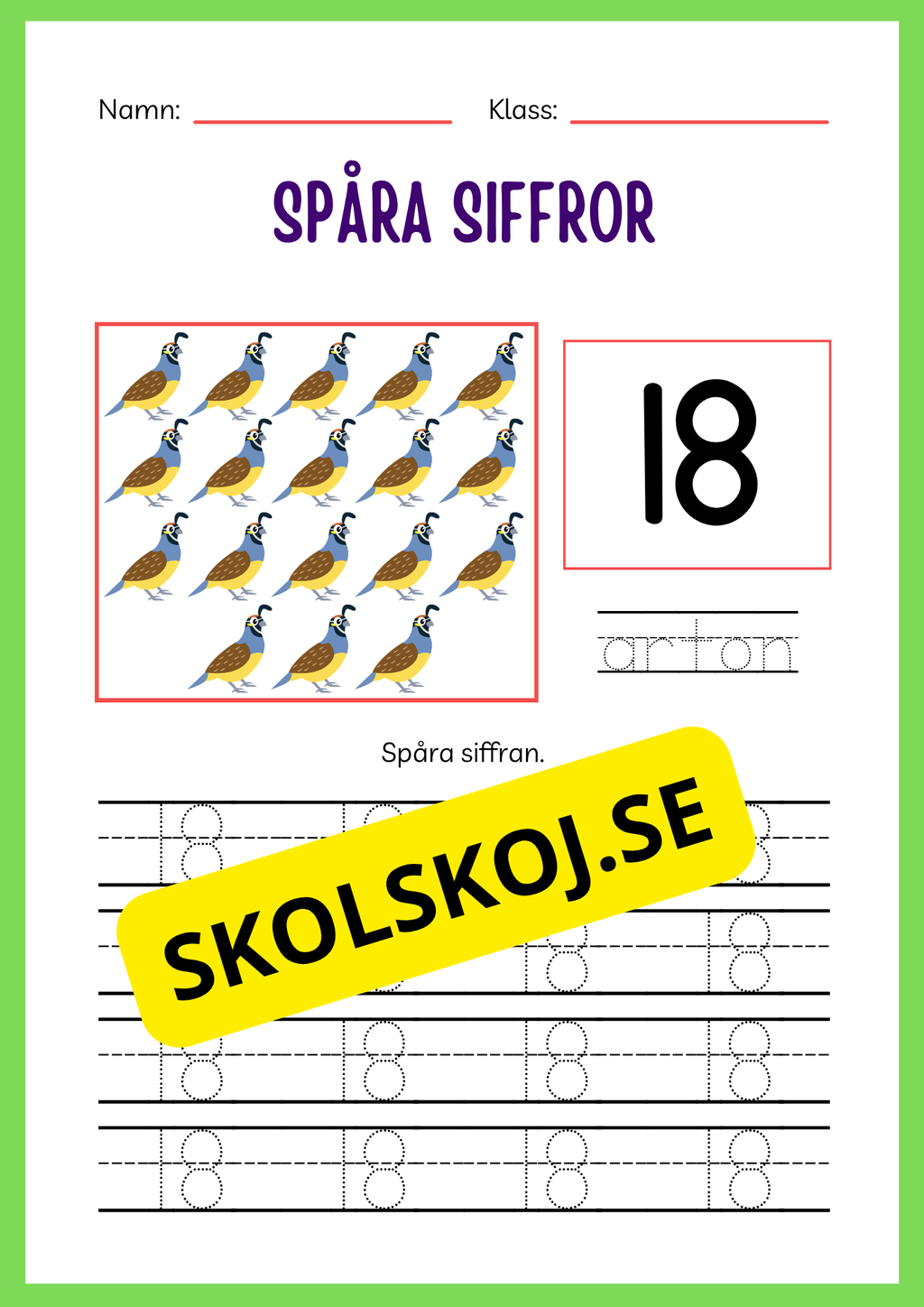 Spåra siffror 1 - 20