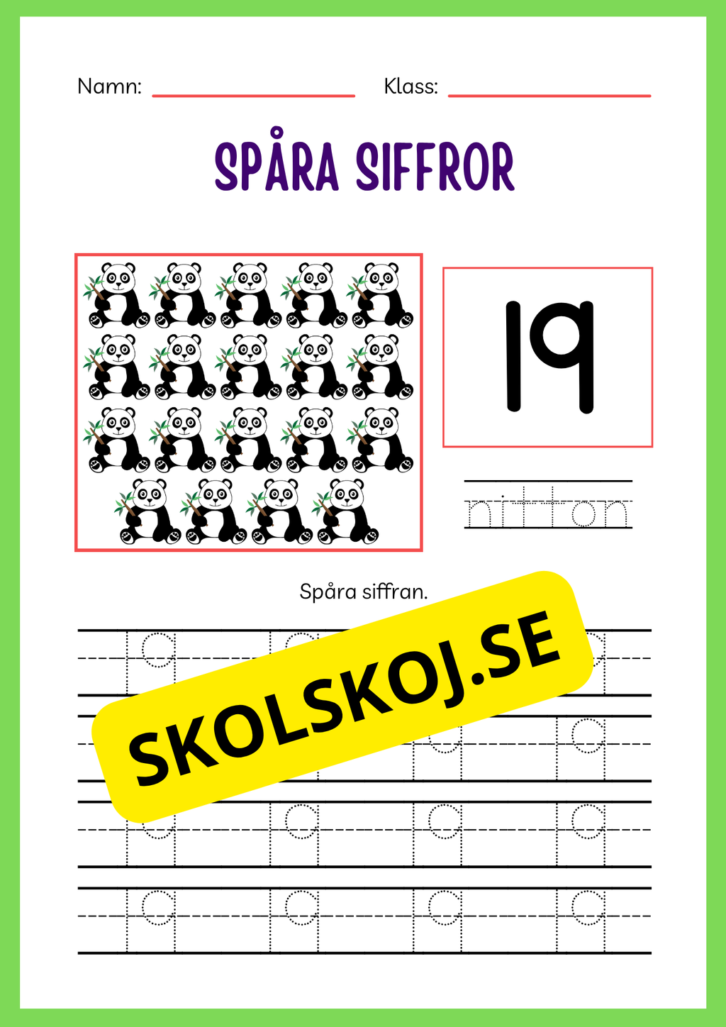 Spåra siffror 1 - 20