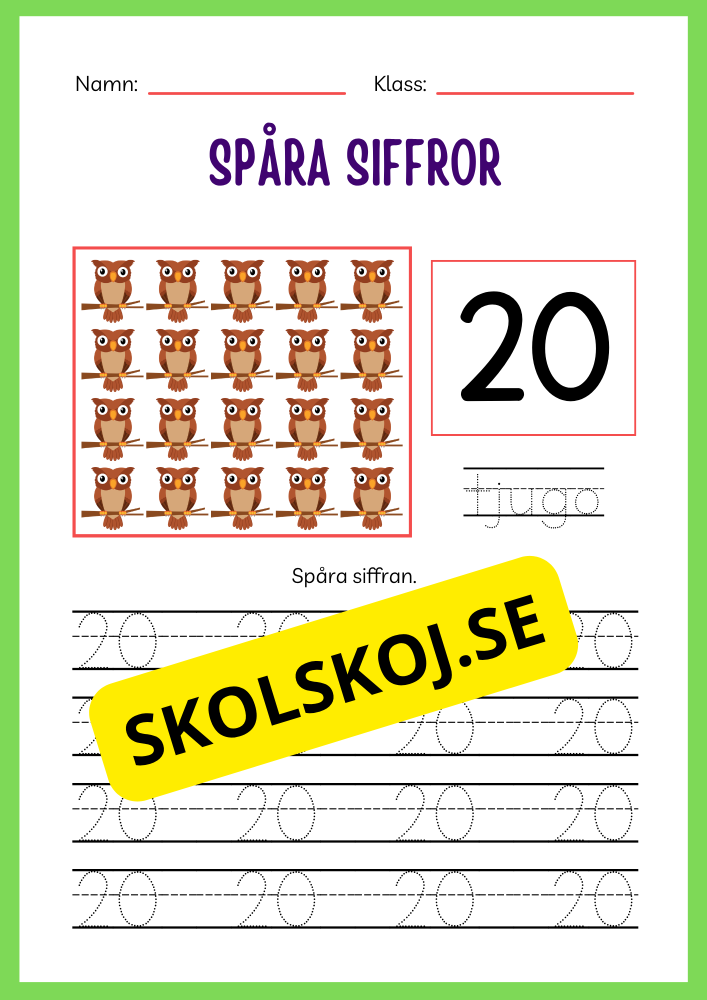 Spåra siffror 1 - 20