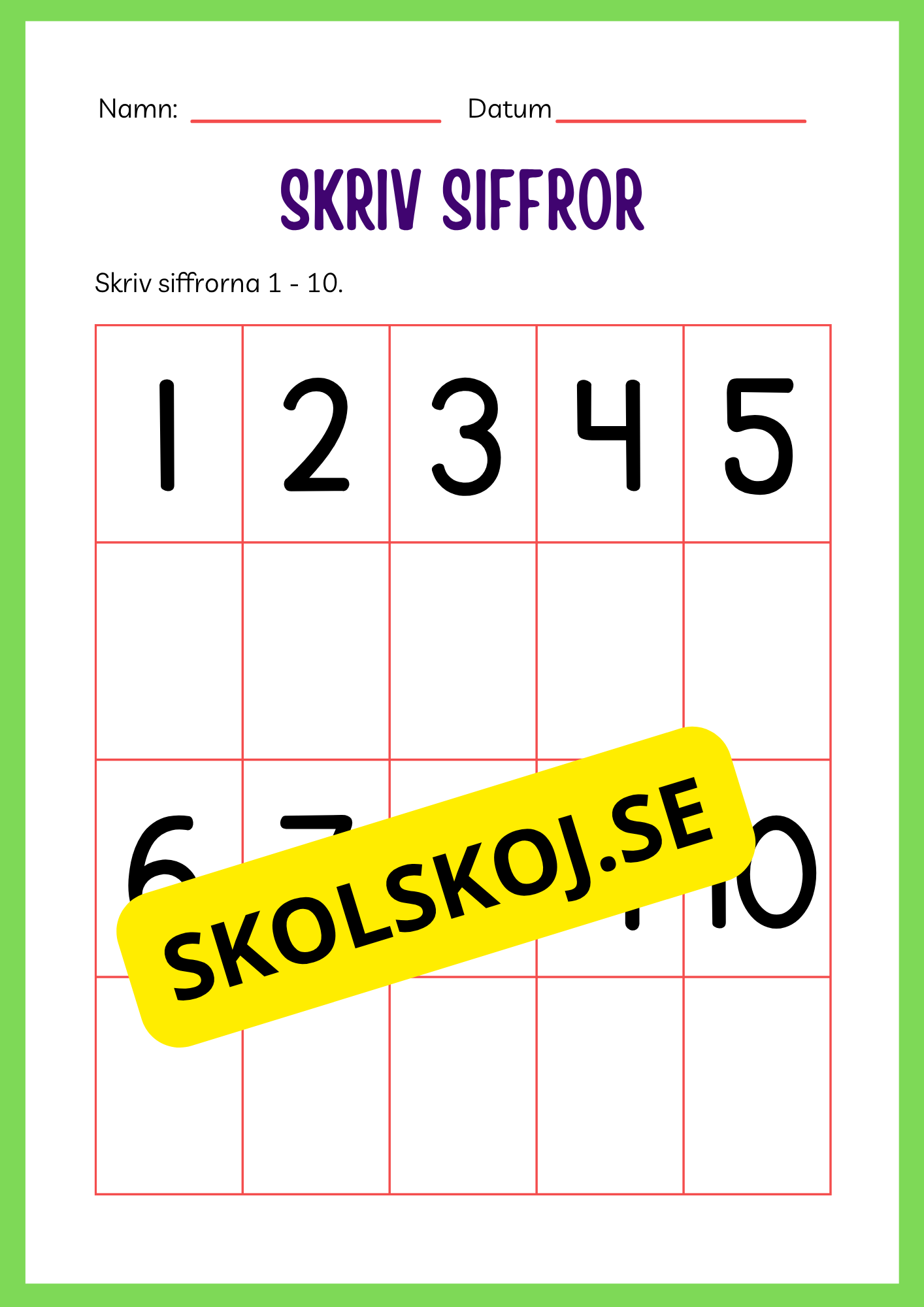 Spåra siffror 1 - 20
