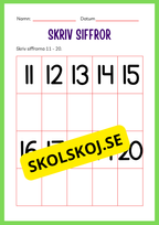 Spåra siffror 1 - 20