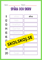 Spåra siffror 1 - 20