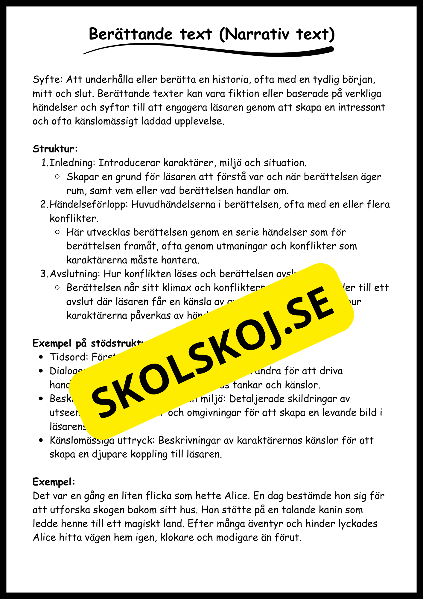 Stödstrukturer till olika texttyper