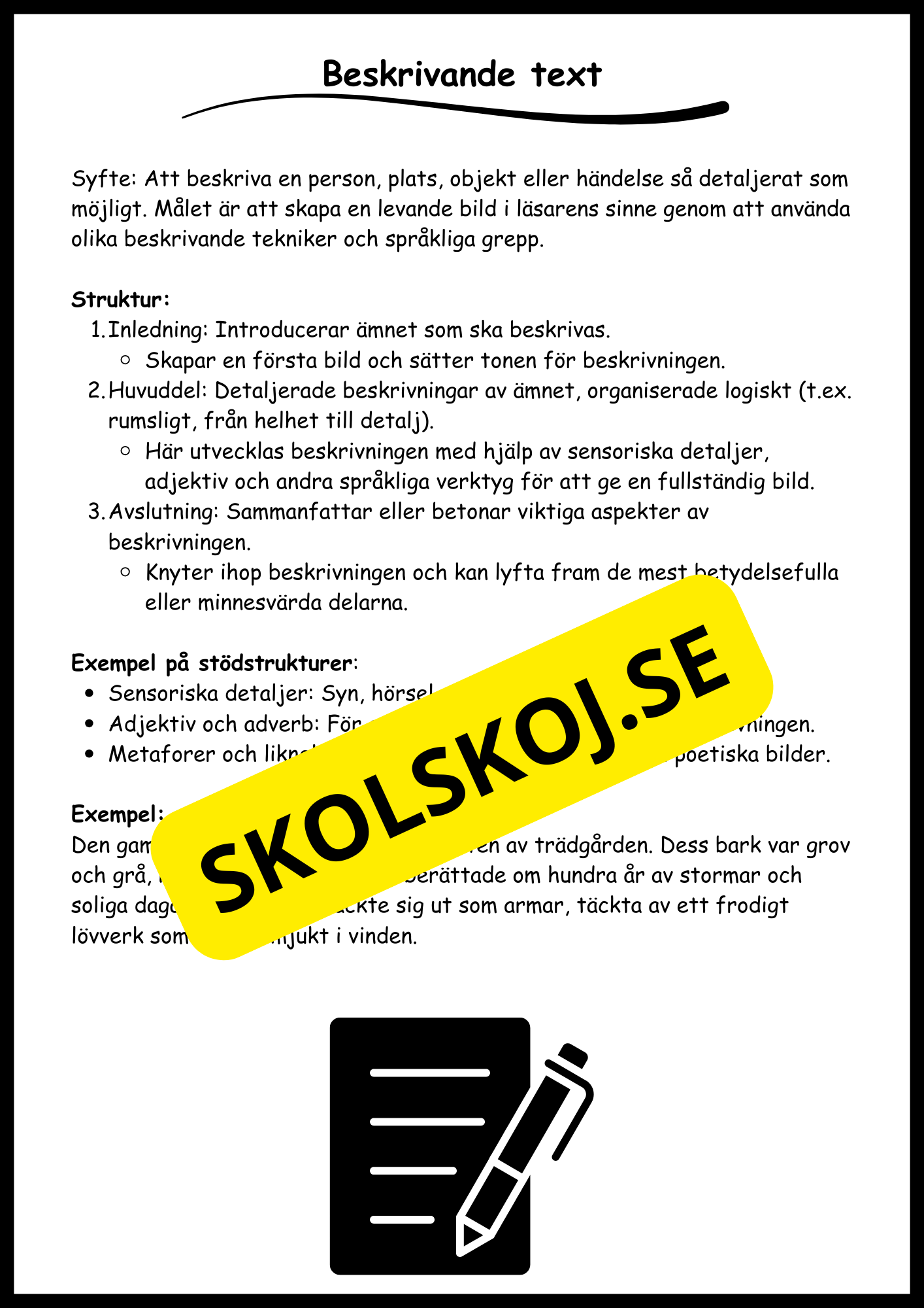 Stödstrukturer till olika texttyper