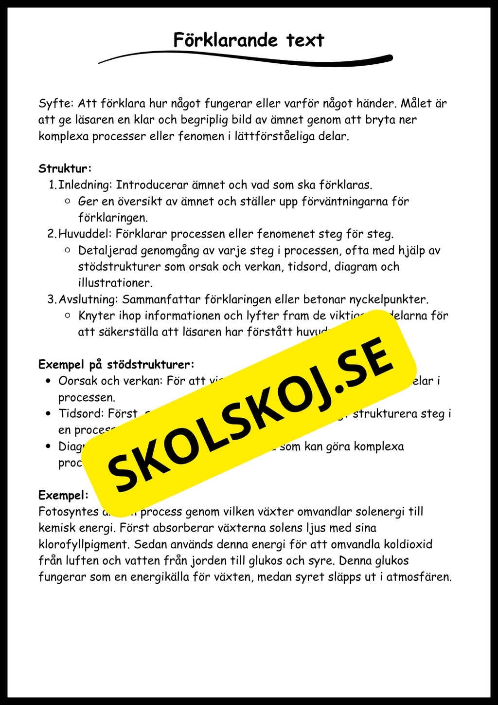 Stödstrukturer till olika texttyper