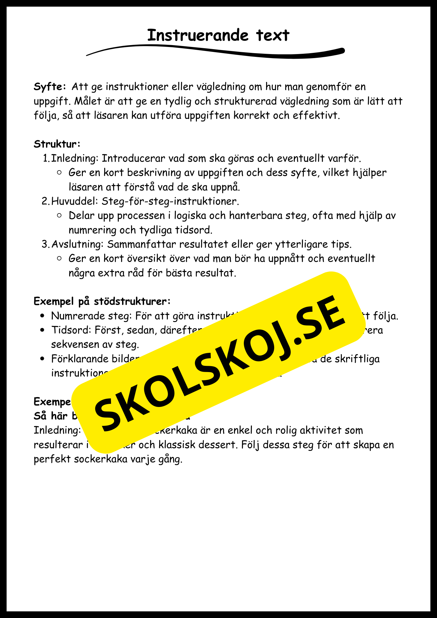 Stödstrukturer till olika texttyper