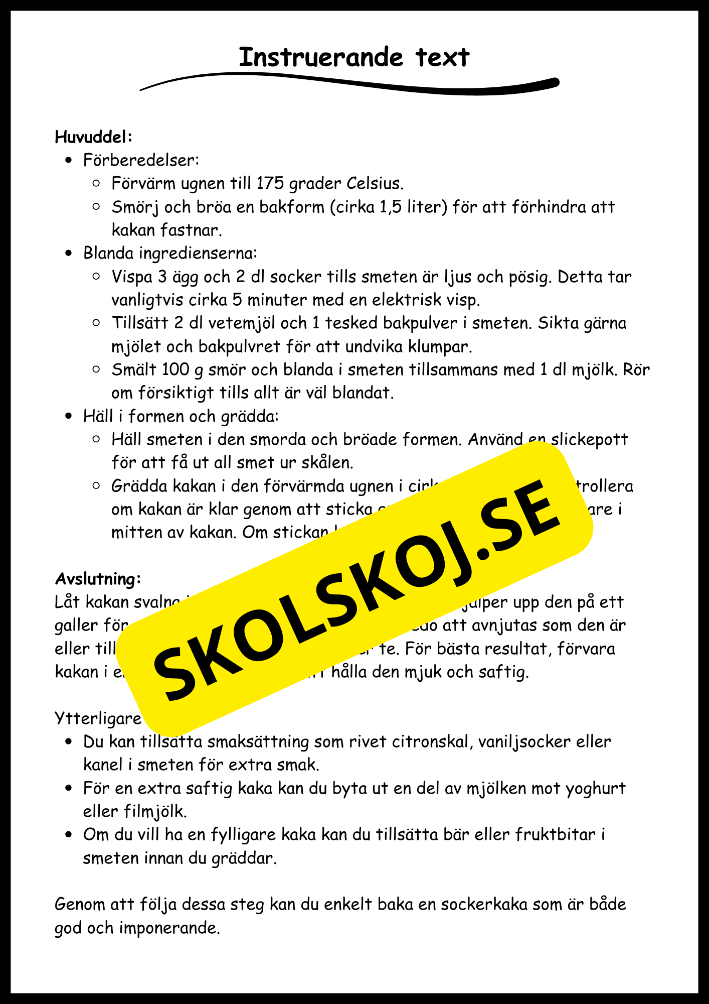Stödstrukturer till olika texttyper