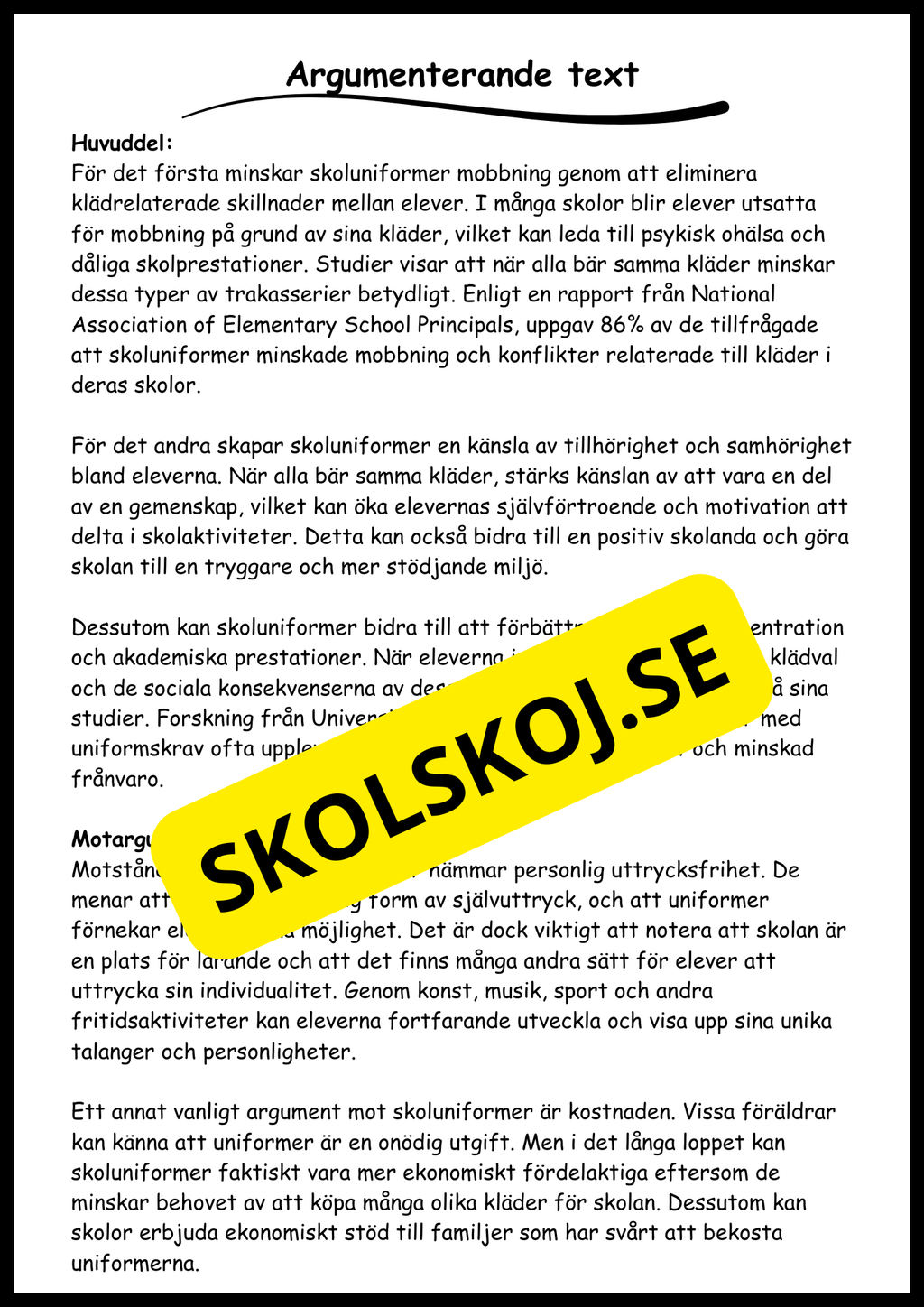 Stödstrukturer till olika texttyper