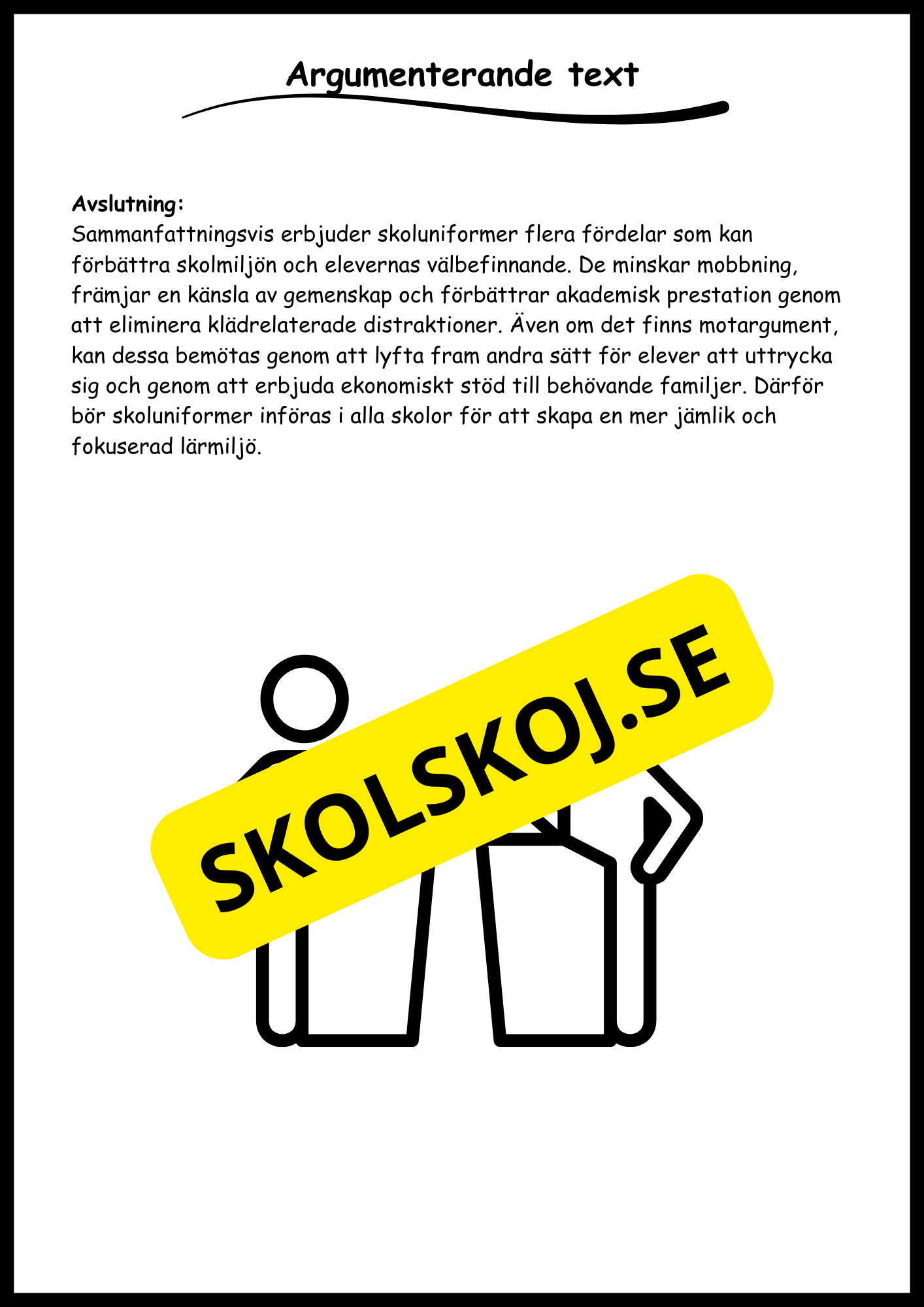 Stödstrukturer till olika texttyper