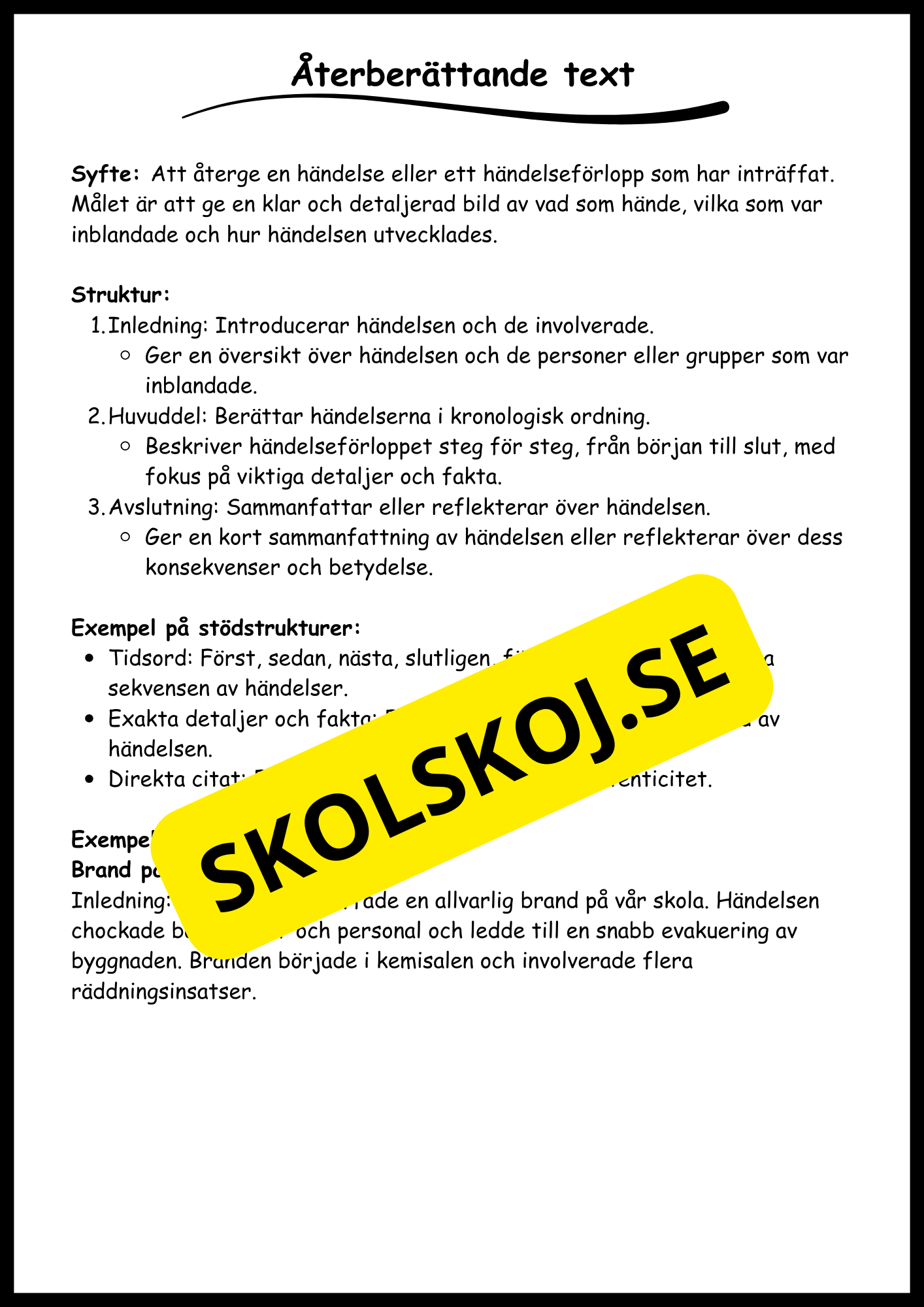 Stödstrukturer till olika texttyper