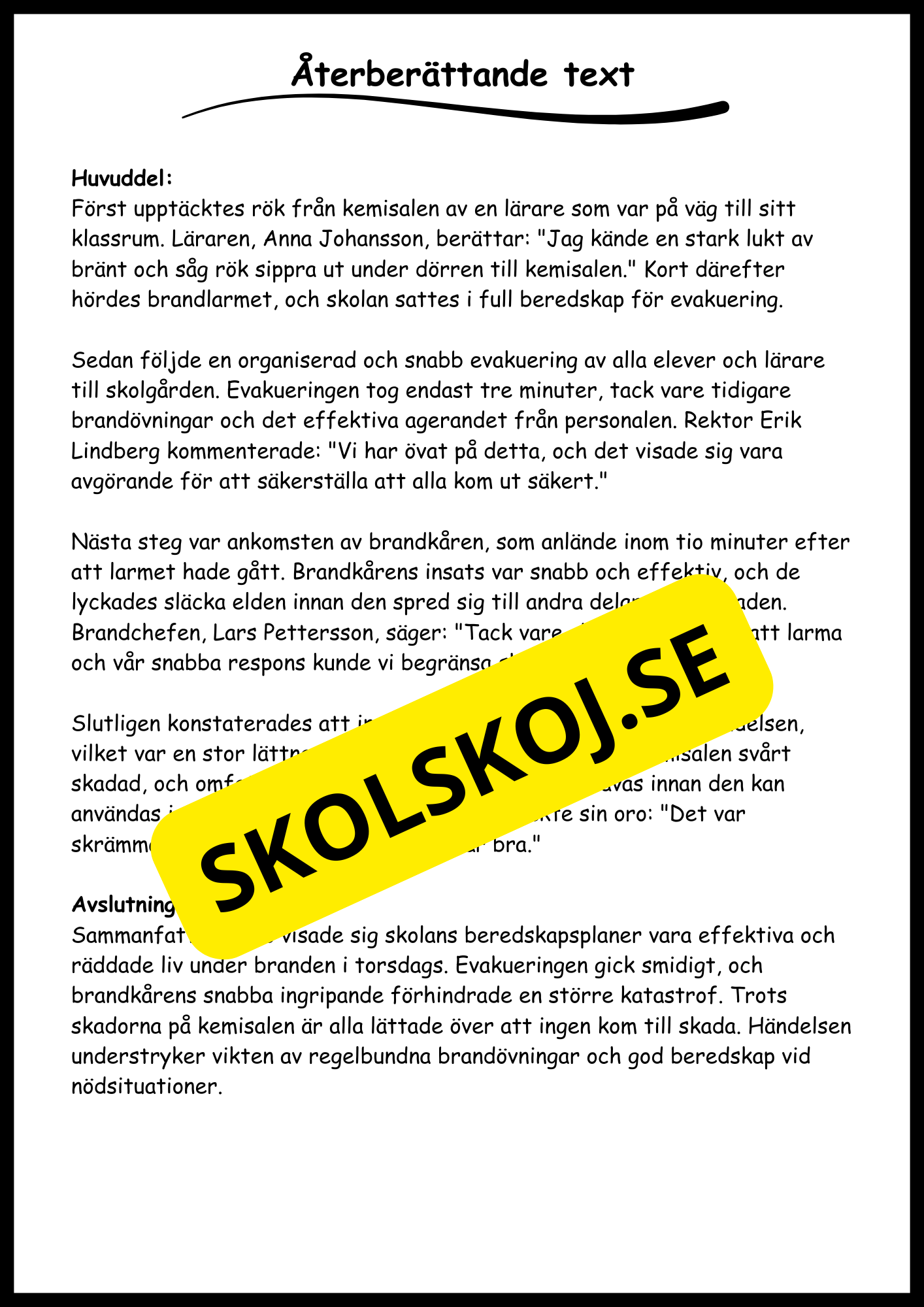 Stödstrukturer till olika texttyper