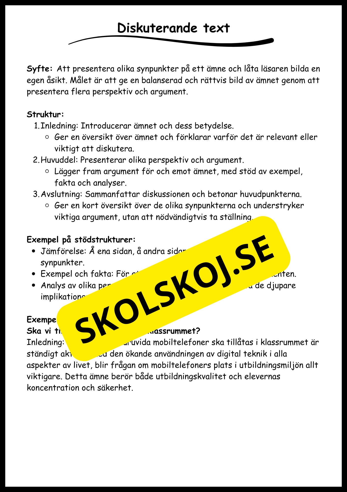 Stödstrukturer till olika texttyper