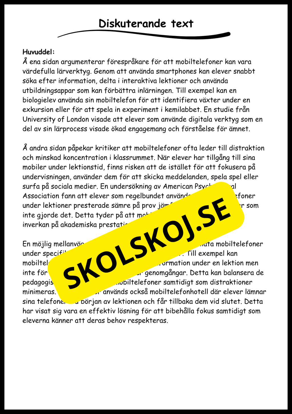 Stödstrukturer till olika texttyper