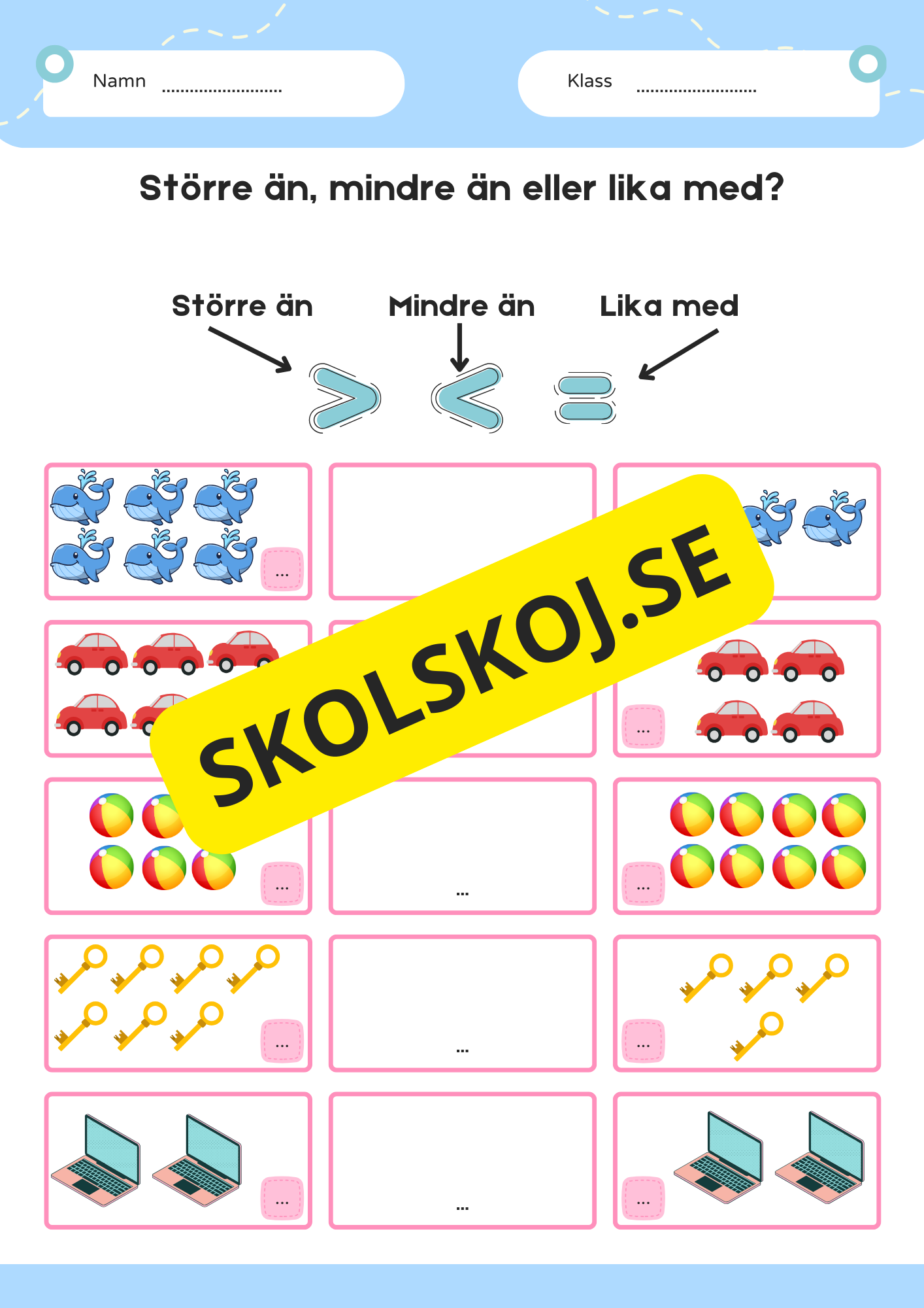 Större än, mindre än, lika med