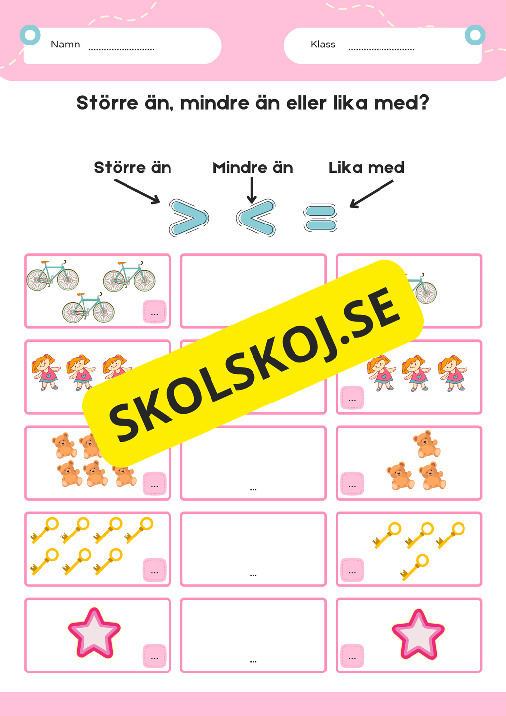 Större än, mindre än, lika med