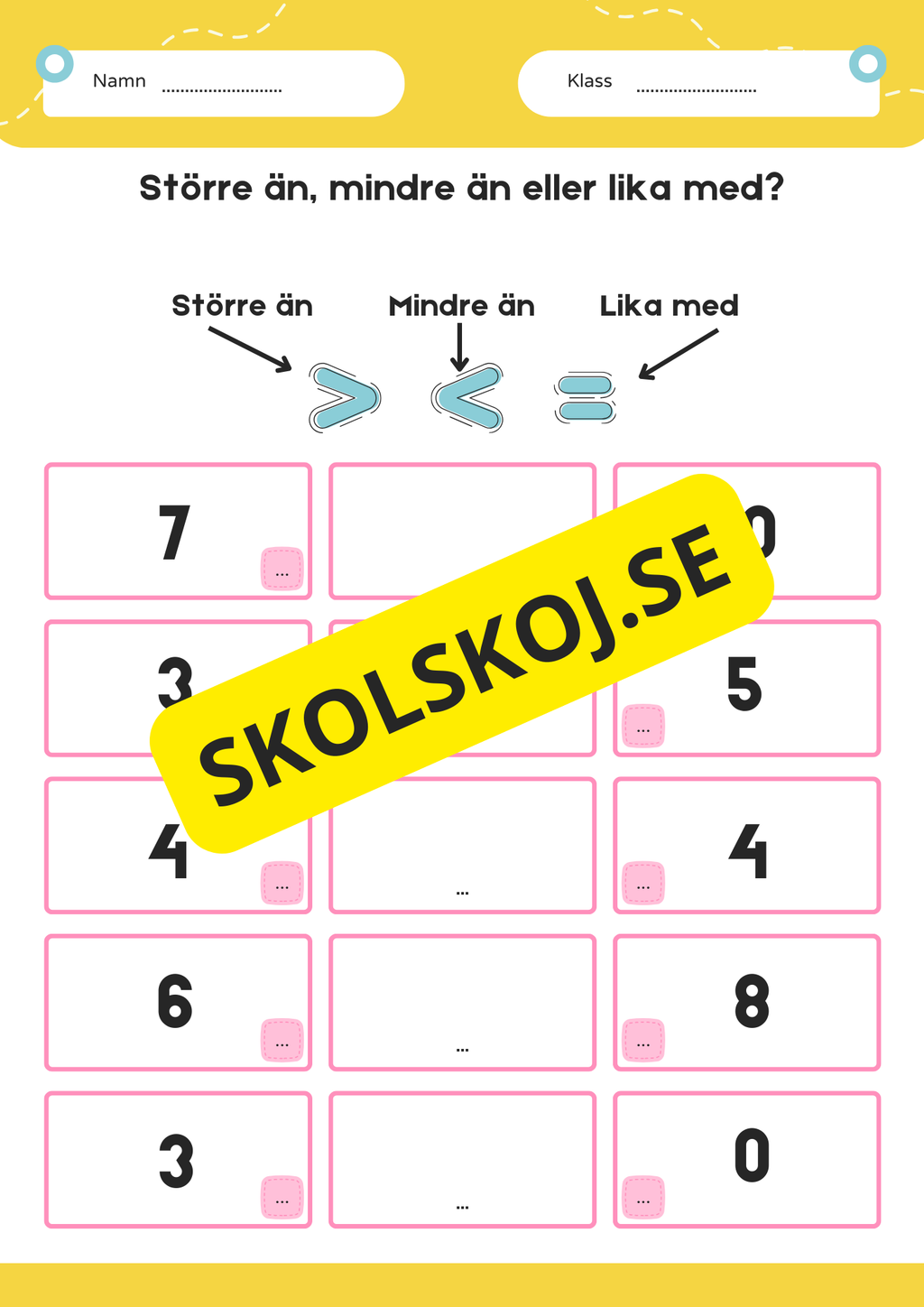 Större än, mindre än, lika med