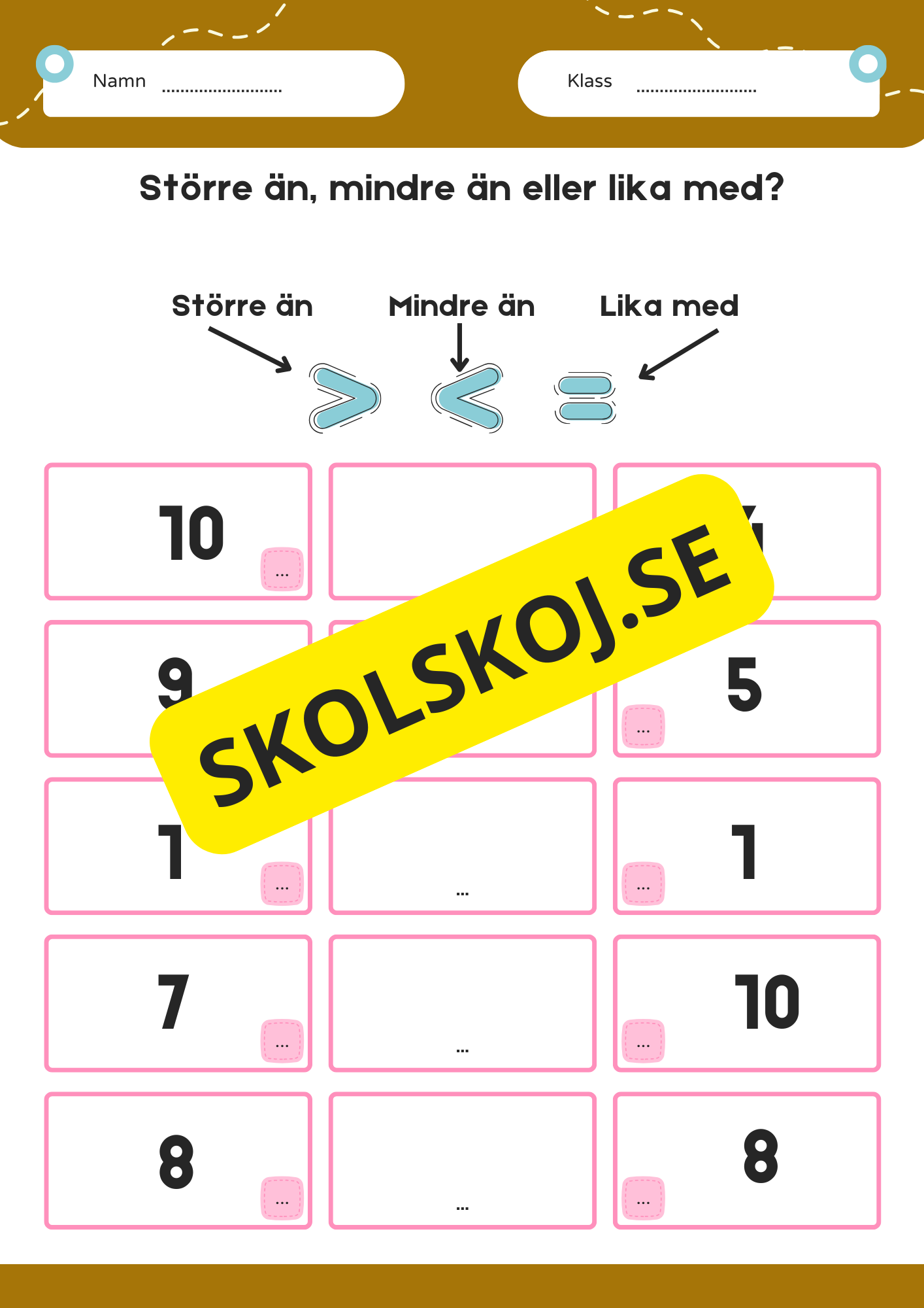 Större än, mindre än, lika med