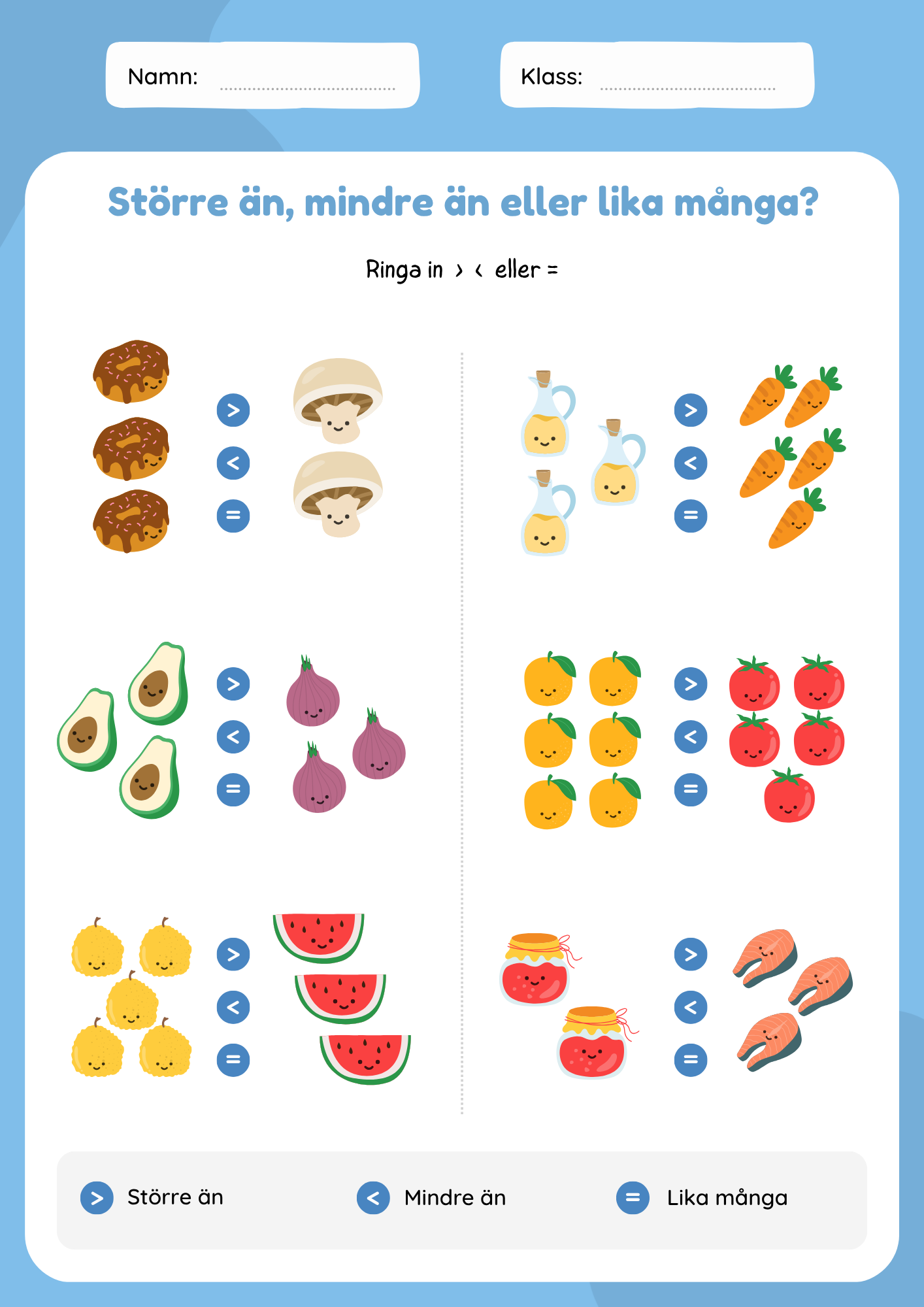 Större än mindre än eller lika med